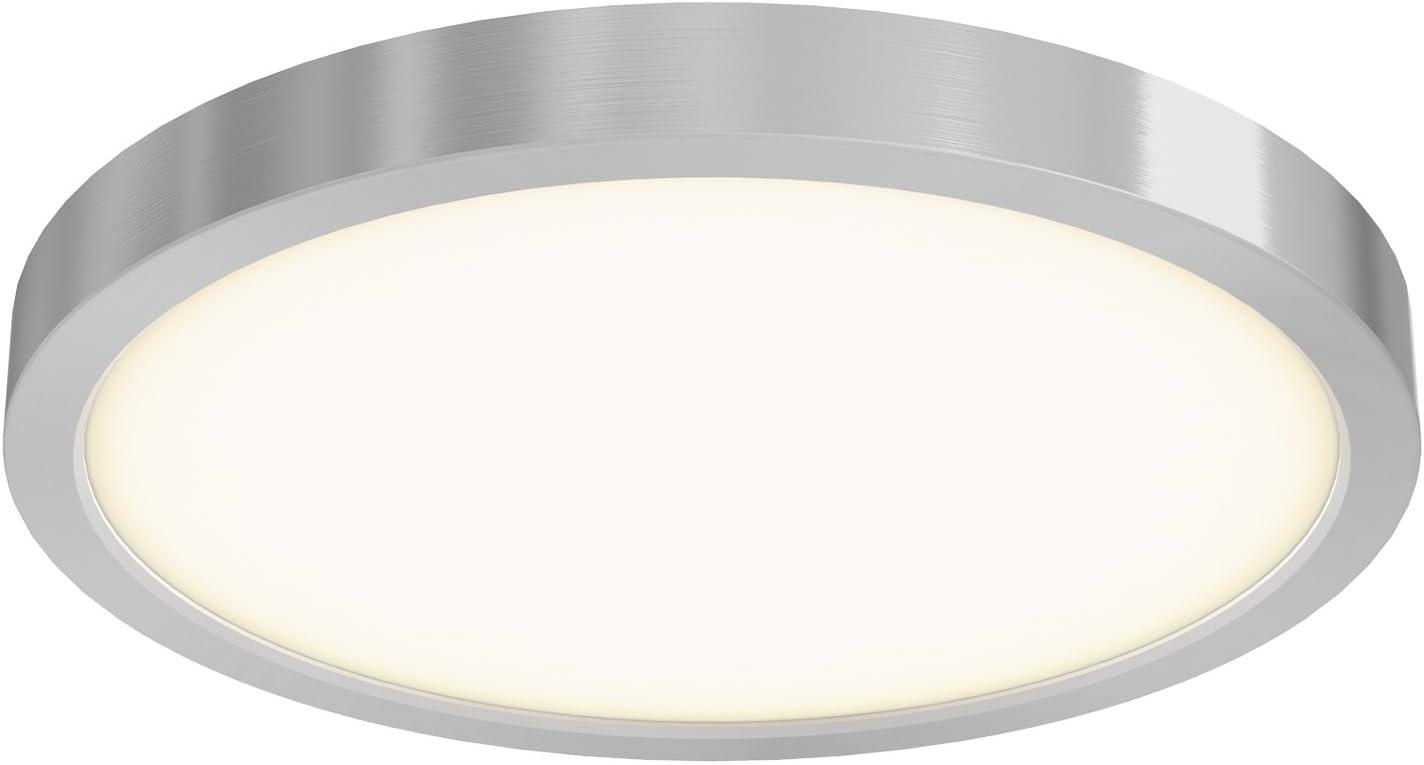 10'' Satin Nickel Round LED Flush Mount Light