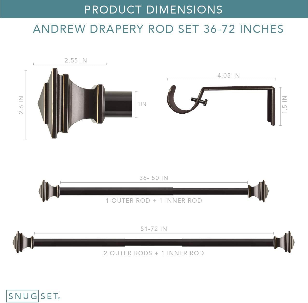 SnugSet Andrew Steel Adjustable Single Curtain Rod