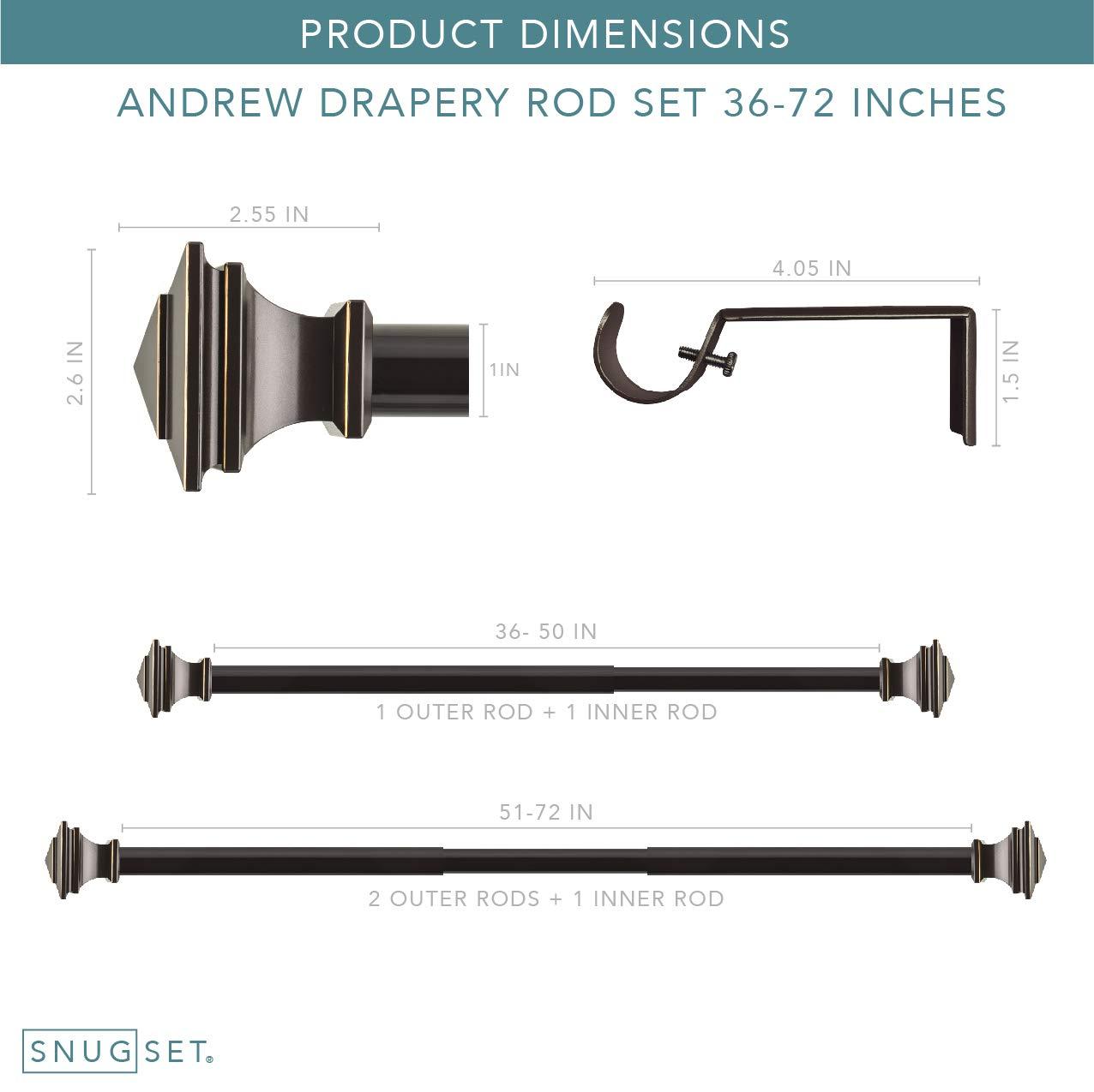 SnugSet Andrew Steel Adjustable Single Curtain Rod