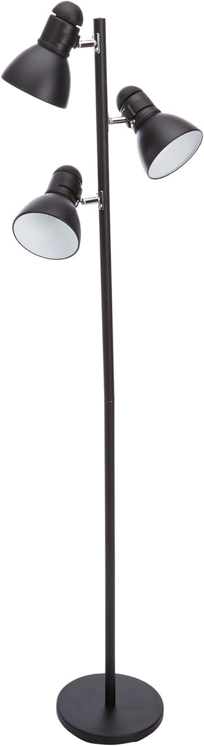 Sleek Black Metal 3-Light Adjustable Tree Floor Lamp