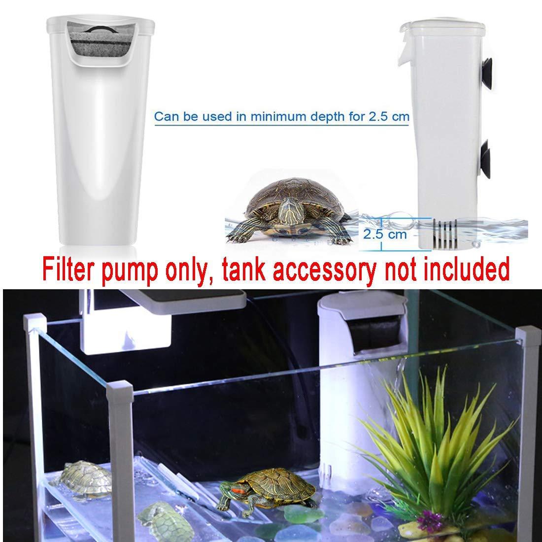 Aquarium Waterfall Filter Reptiles Turtle Filter for small tank 1-15 gallon, Low Level Water Clean Pump Internal Bio Media Water Filtration System for Fish Amphibian Cichlids Frog (Waterfall Filter)