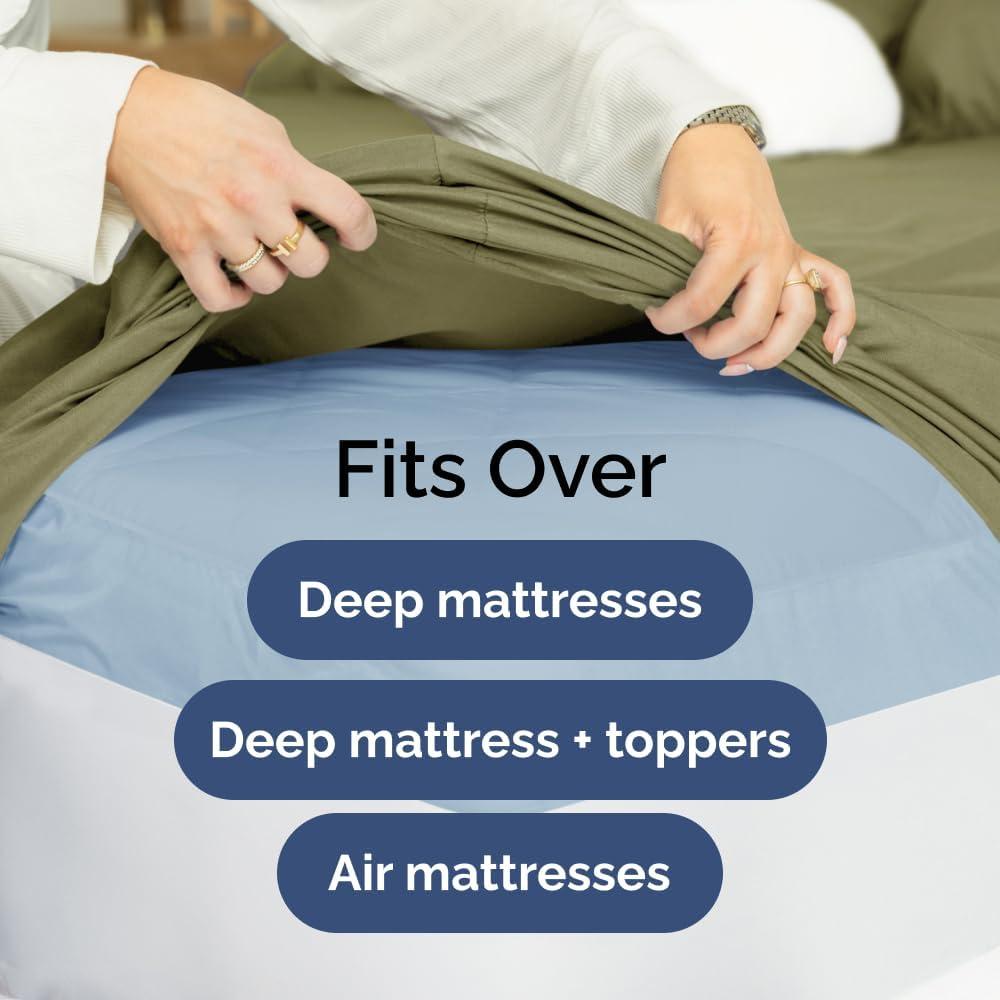 CGK Linens 400 Thread Count Cotton Fitted Sheet 18" - 24" Inch Extra Deep Pocket