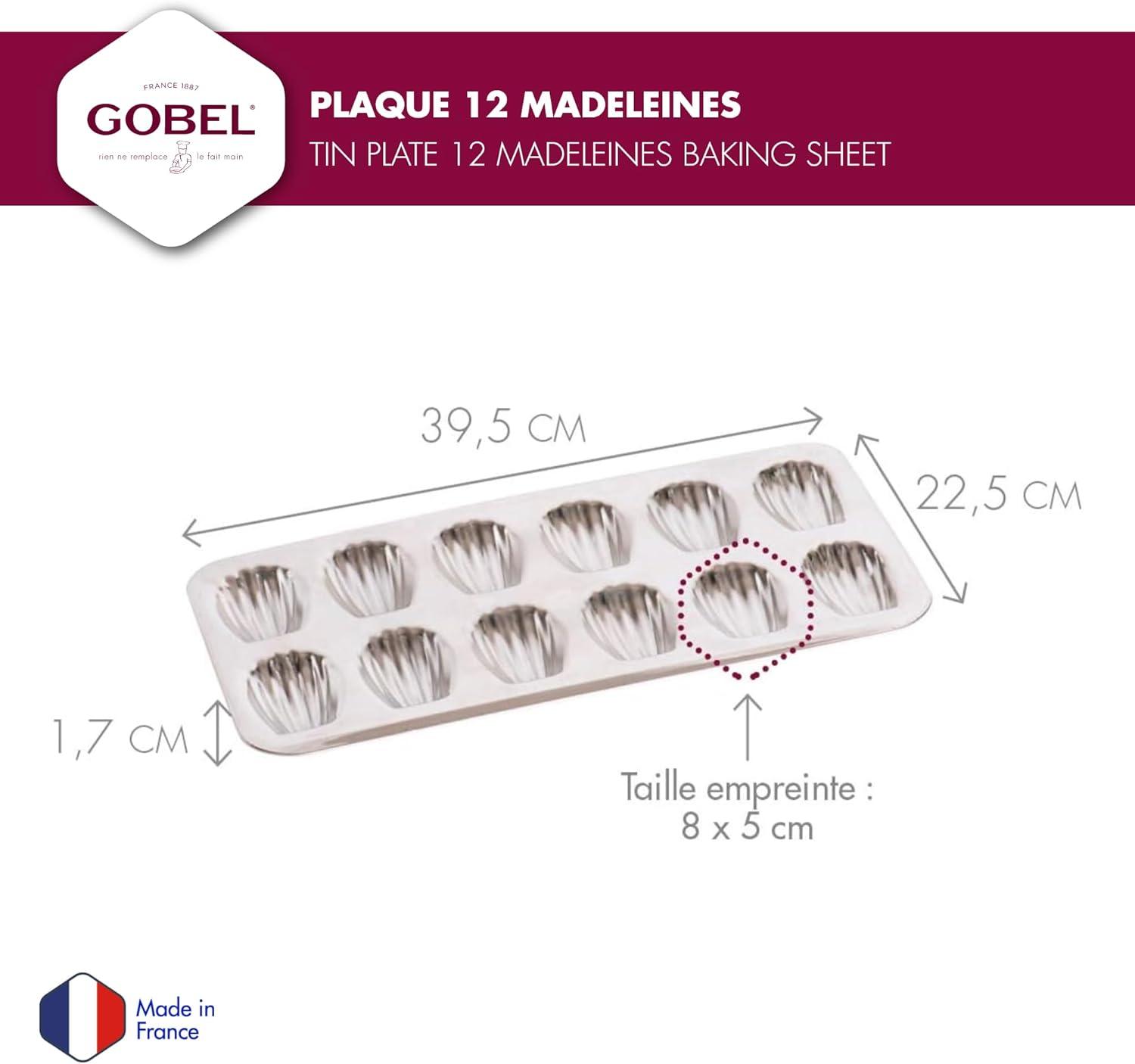 Gobel 12 Count Heavy Tinned Steel Madeleine Sheet Pan, Made in France