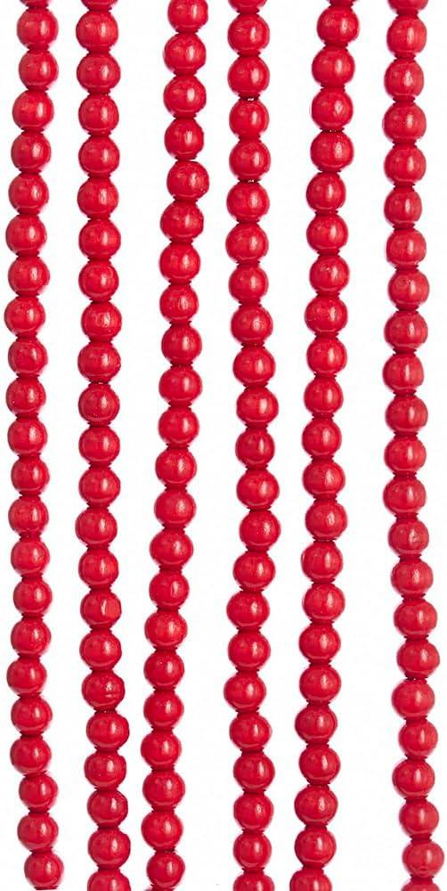 Kurt Adler Wooden Round Beaded Garland, Red, 9ft