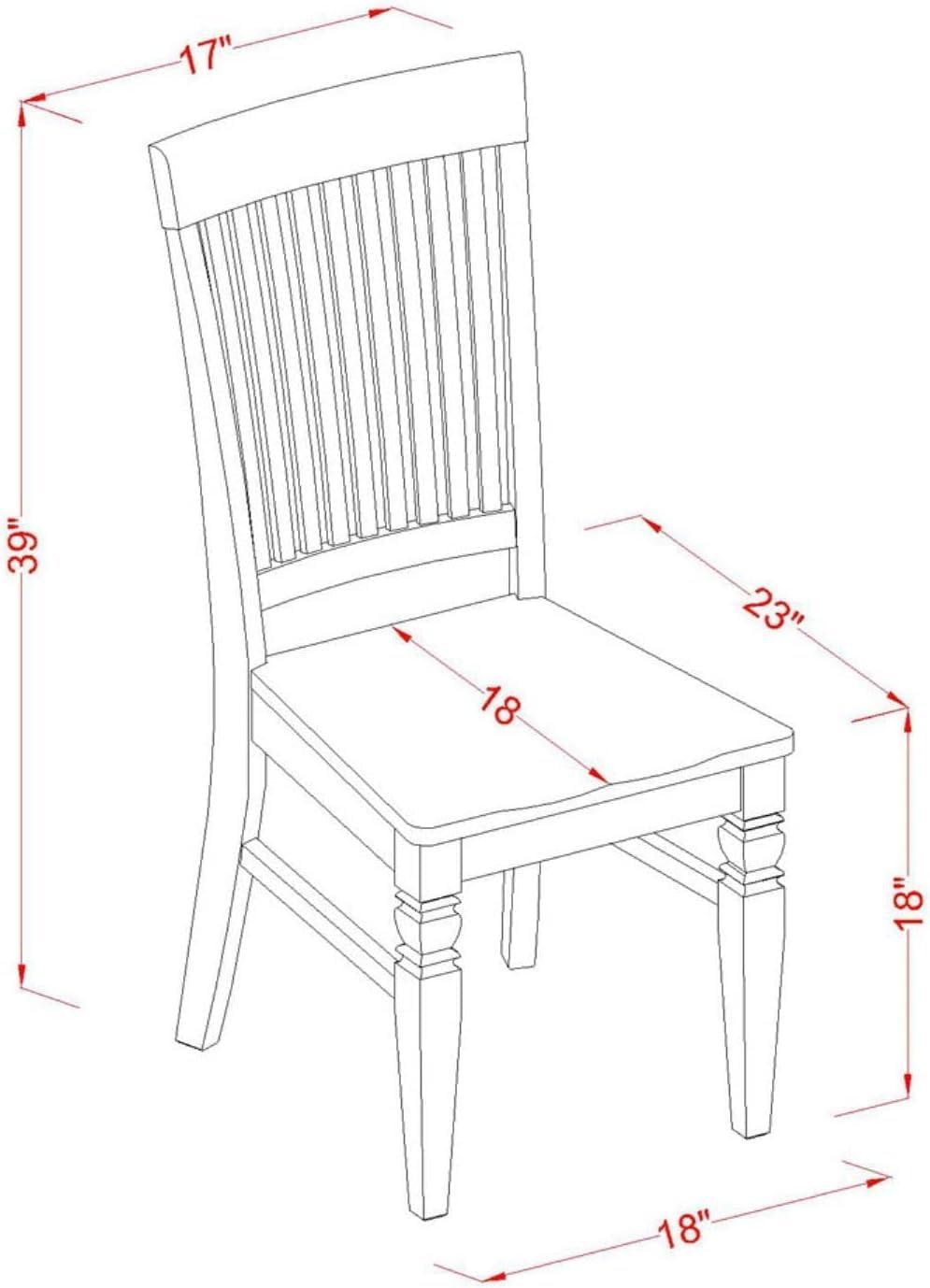 East West Furniture, Weston Dining Wood Seat Chair with Slatted Back in Black Finish, Set of 2
