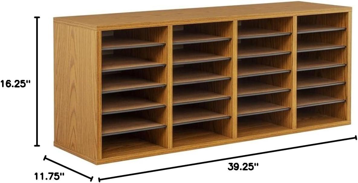 Scranton & Co Medium Oak 24 Compartment Wood Adjustable File Organizer