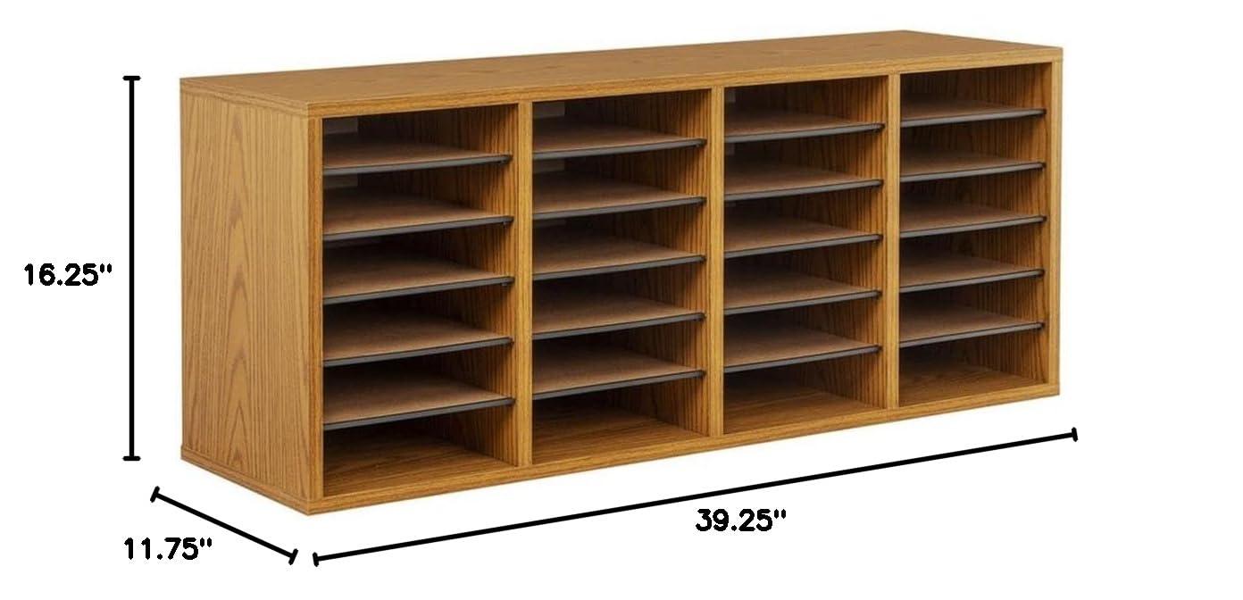 Scranton & Co Medium Oak 24 Compartment Wood Adjustable File Organizer