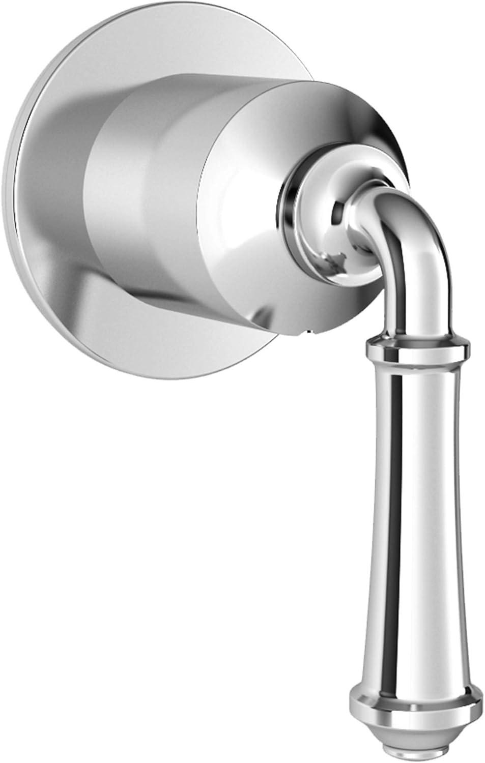 Polished Chrome Wall-Mounted Diverter Valve Trim with Lever Handle