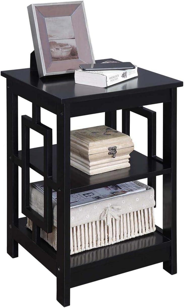 Convenience Concepts Town Square End Table with Shelves, Black