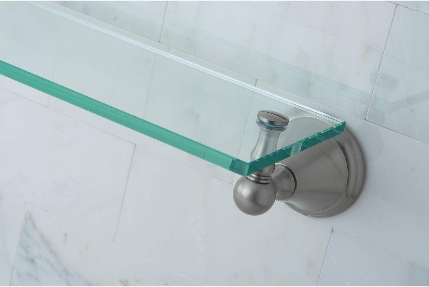 Satin Nickel Contemporary Bathroom Glass Wall Shelf