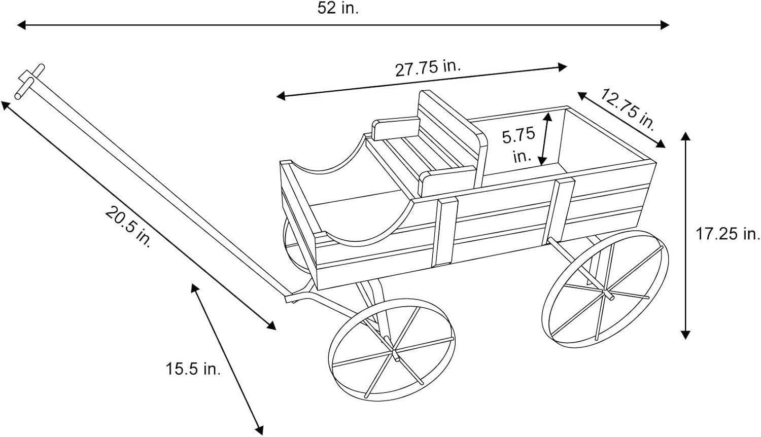 Shine Company Large Cedar Wood Decorative Buckboard Wagon Planter in Red