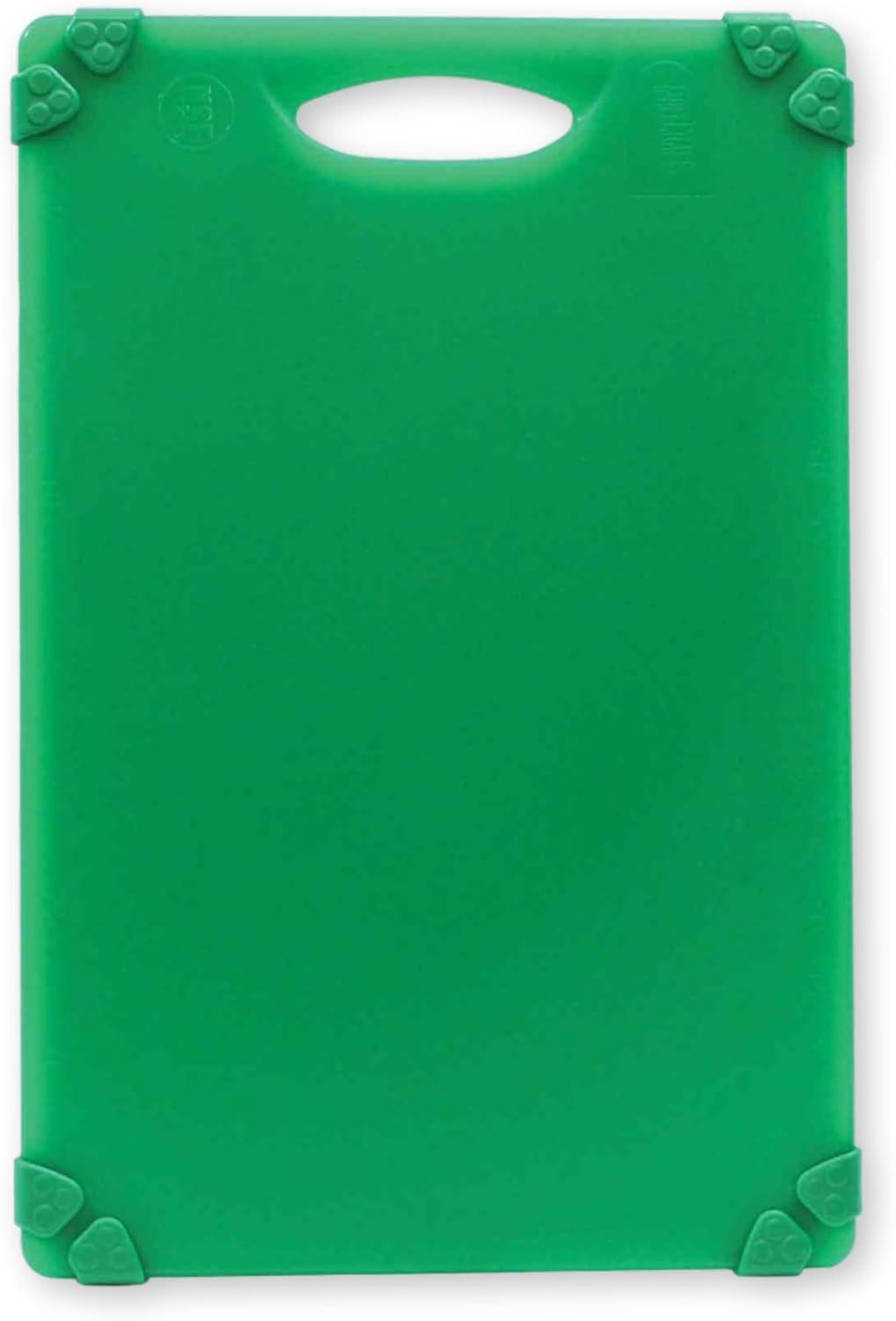 Green Rectangular Plastic Cutting Board with Anti-Slip Grips