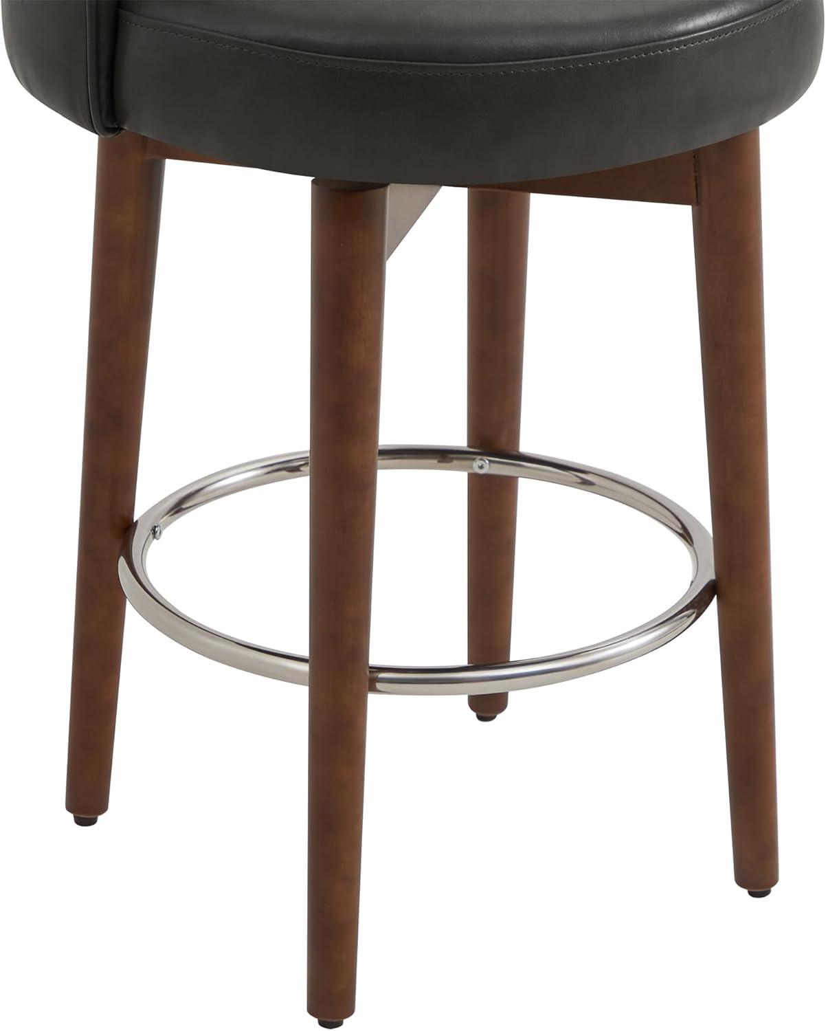 CHITA Counter Height Bar Stools Set of 2,Swivel Barstools for Kitchen Island,26.4" H Seat Height,Faux Leather,Retro Grey