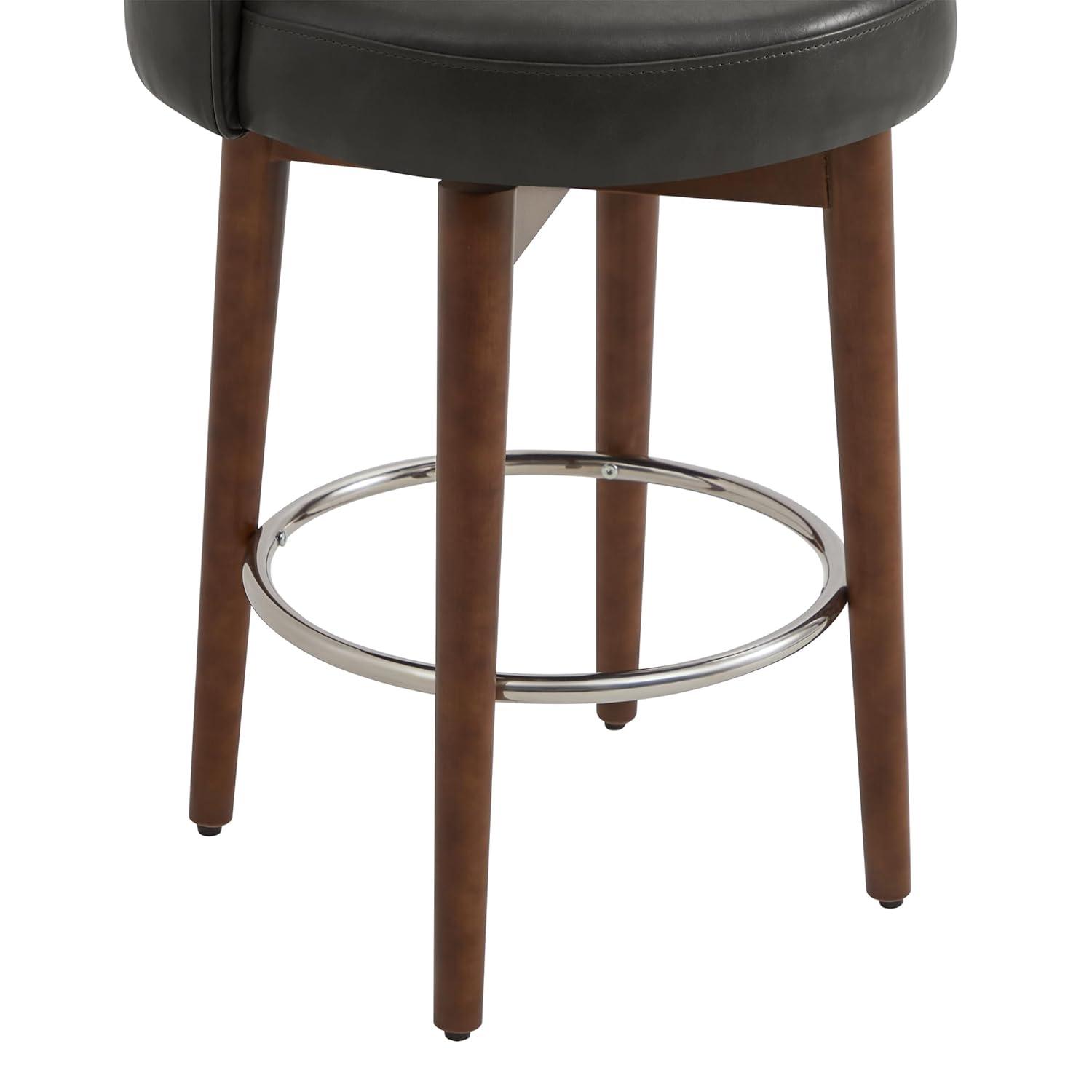 CHITA Counter Height Bar Stools Set of 2,Swivel Barstools for Kitchen Island,26.4" H Seat Height,Faux Leather,Retro Grey