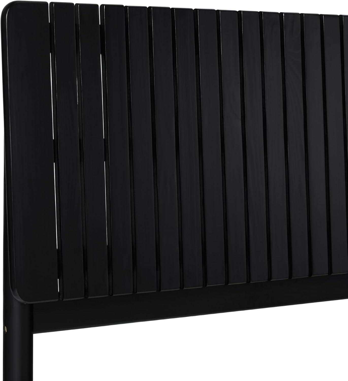 Walker Edison Transitional Solid Wood Platform Queen Bed, Black