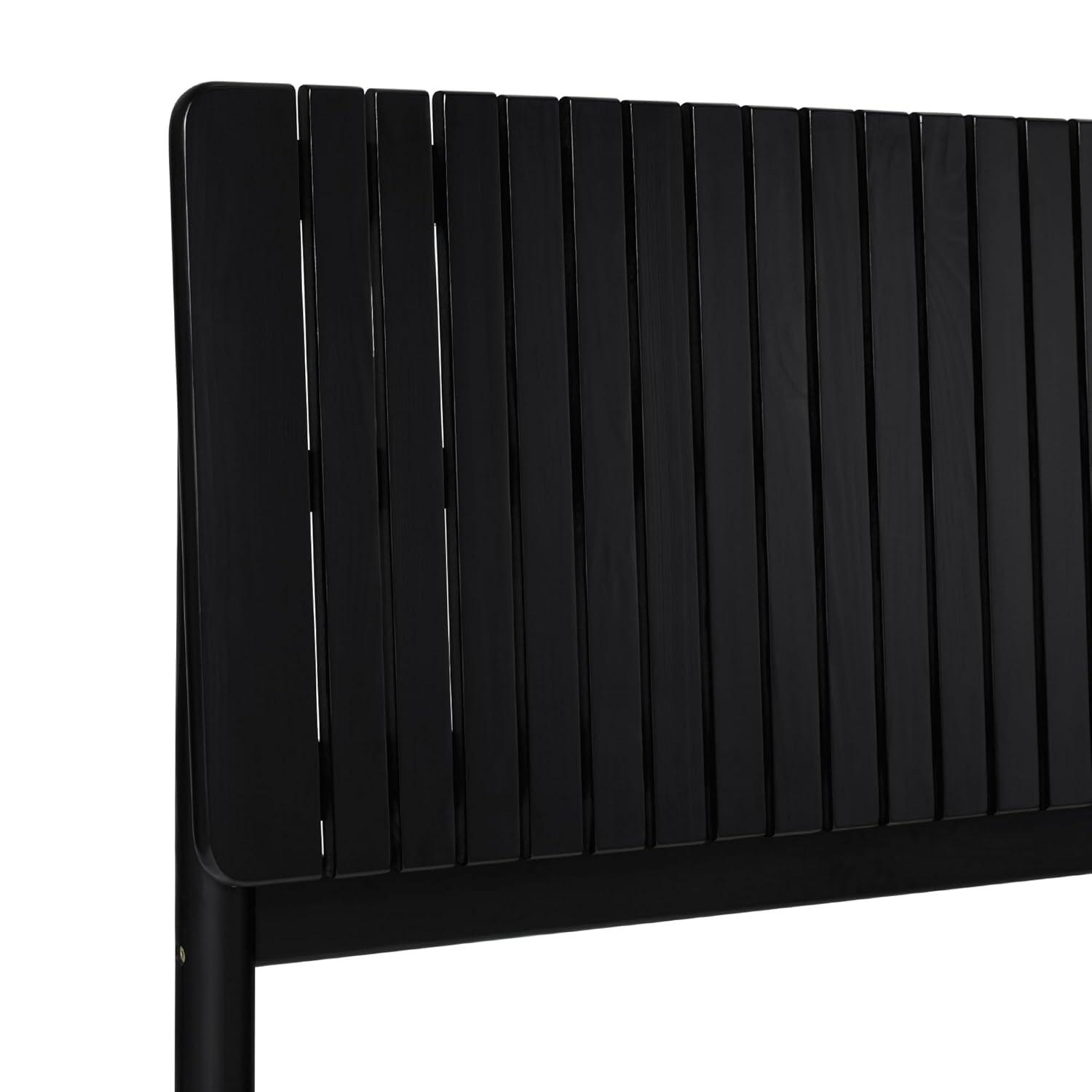 Walker Edison Transitional Solid Wood Platform Queen Bed, Black