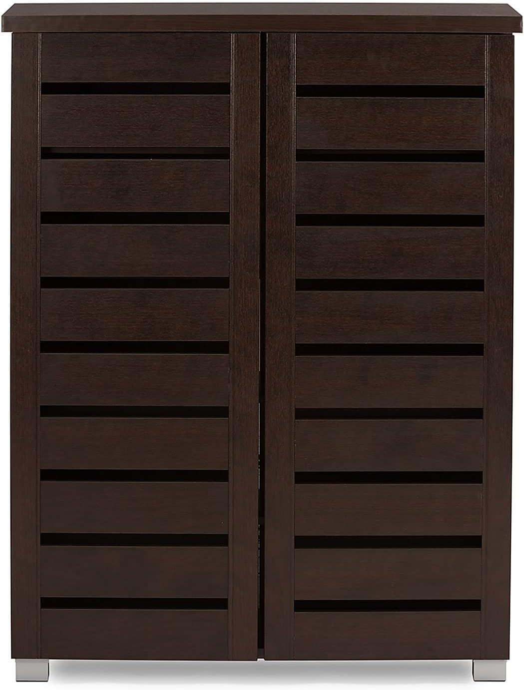 Adalwin Modern and Contemporary 2-Door Wooden Entryway Shoes Storage Cabinet: Holds 15 Pairs, PVC Legs - Baxton Studio