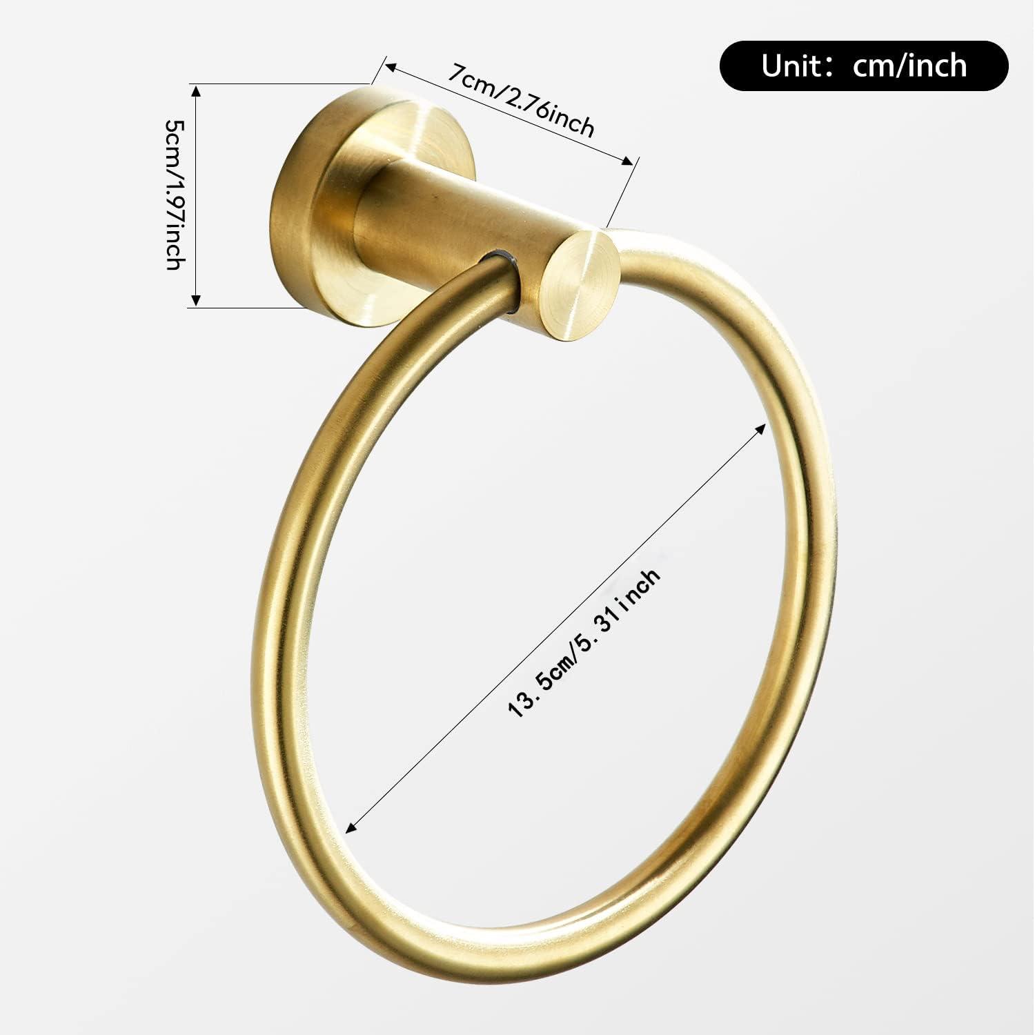 Brushed Gold Stainless Steel Wall Mounted Towel Ring