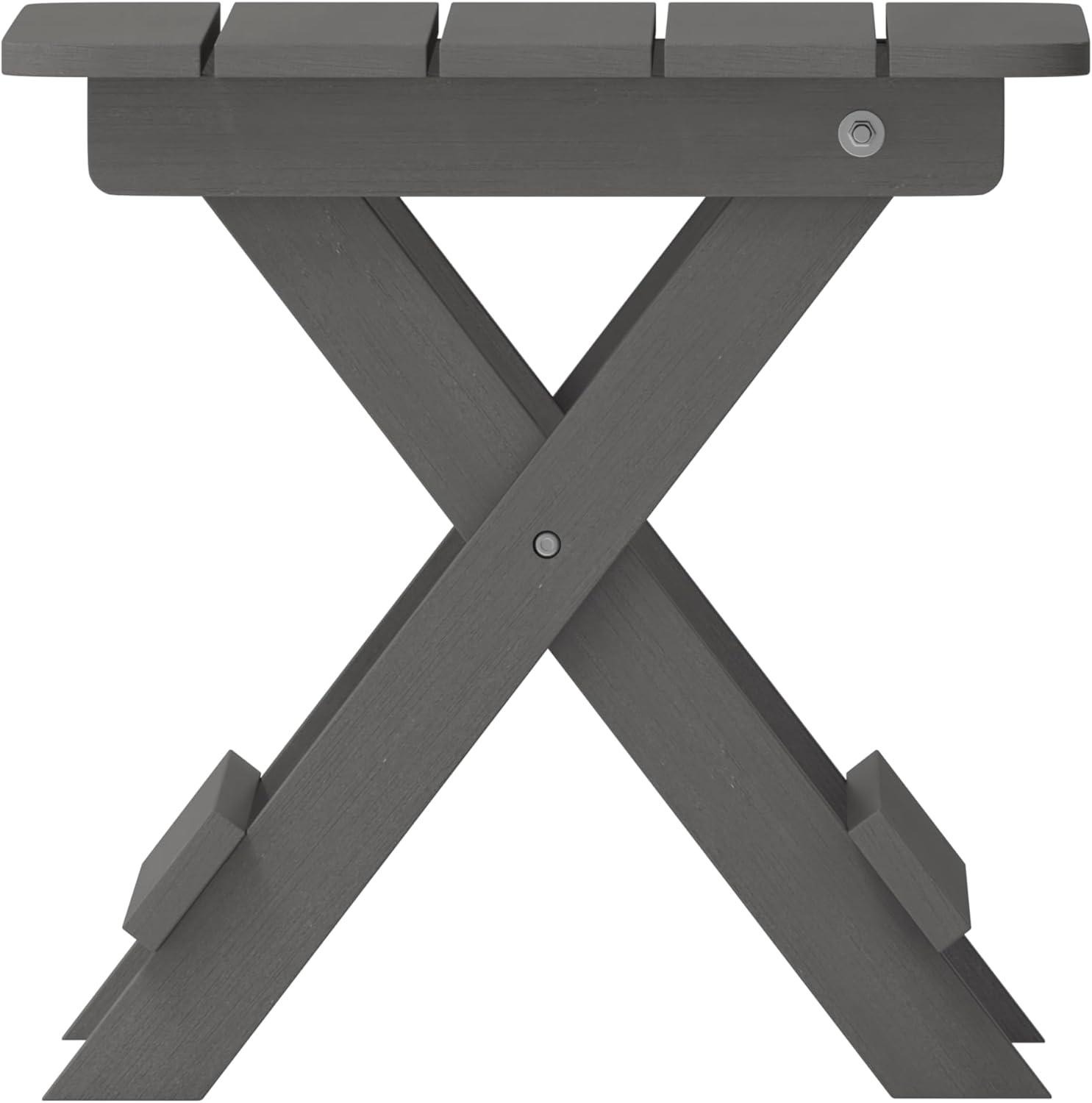 Gray HDPE Folding Adirondack Outdoor Side Table