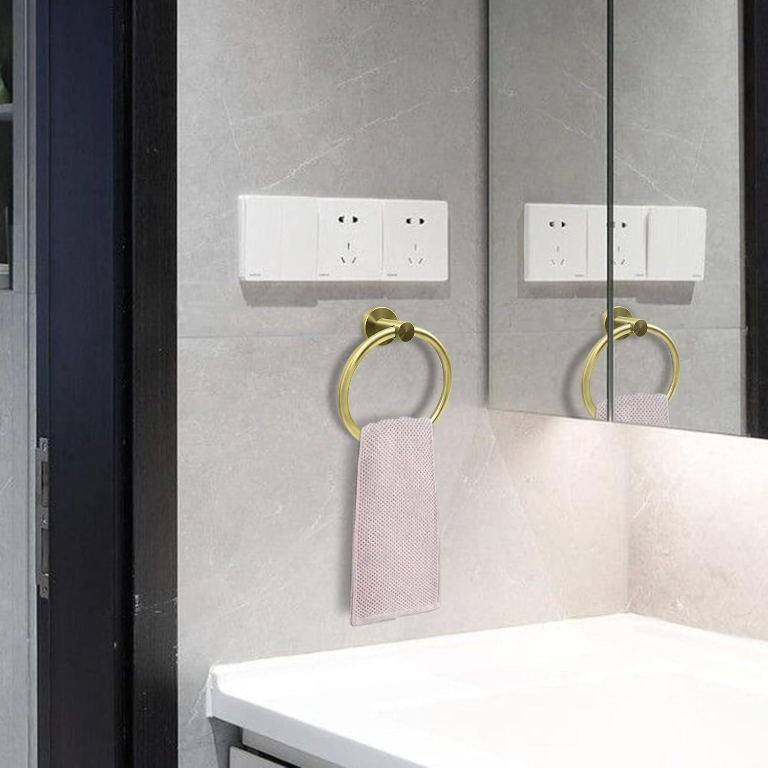 ¡Vuelta a la Escuela! Toallero de Baño, Barras para Toallas de Baño, Estante para Toallas, Organizador de Toallas de Baño Montado en la Pared, Anillo de Toalla de Mano, Toalla de Baño Redonda, Toalla de Montaje en Pared de Acero Inoxidable 304 para Cocina y Baño