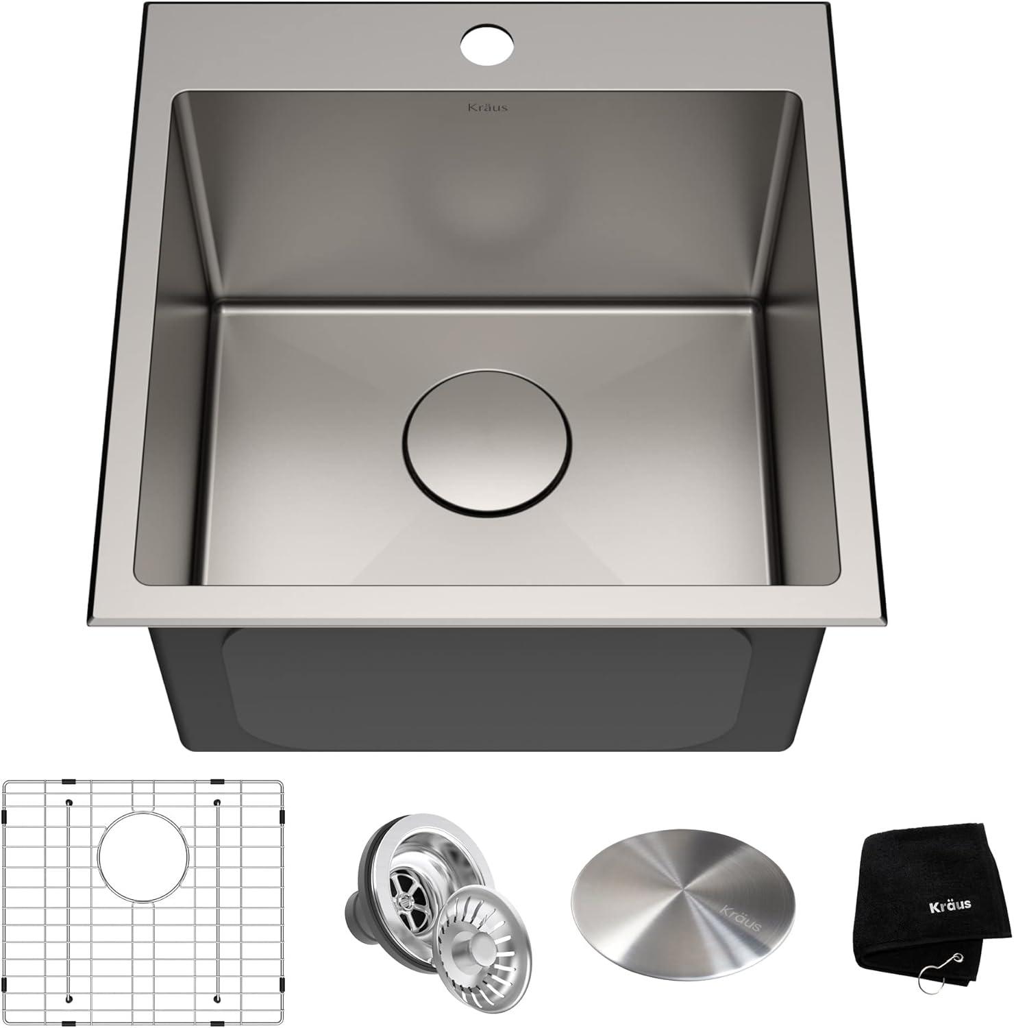 18" Satin Stainless Steel Drop-In Single Bowl Kitchen Sink