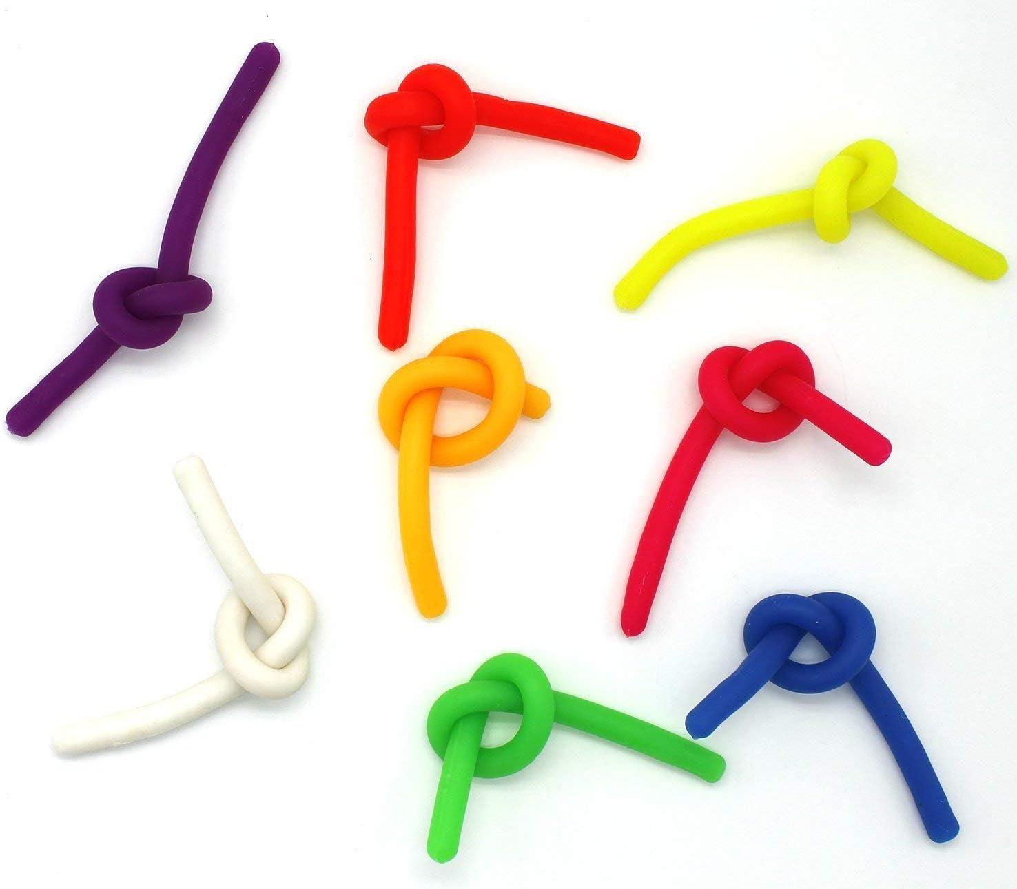 Colorful Sensory Fidget Stretch Toys-Stretchy Strings Fidget Toy for Relaxing Therapy (12 Pack 6 Colors) - for Adults and Kids-Stress Toy Helps with ADHD ADD OCD Autism Bad