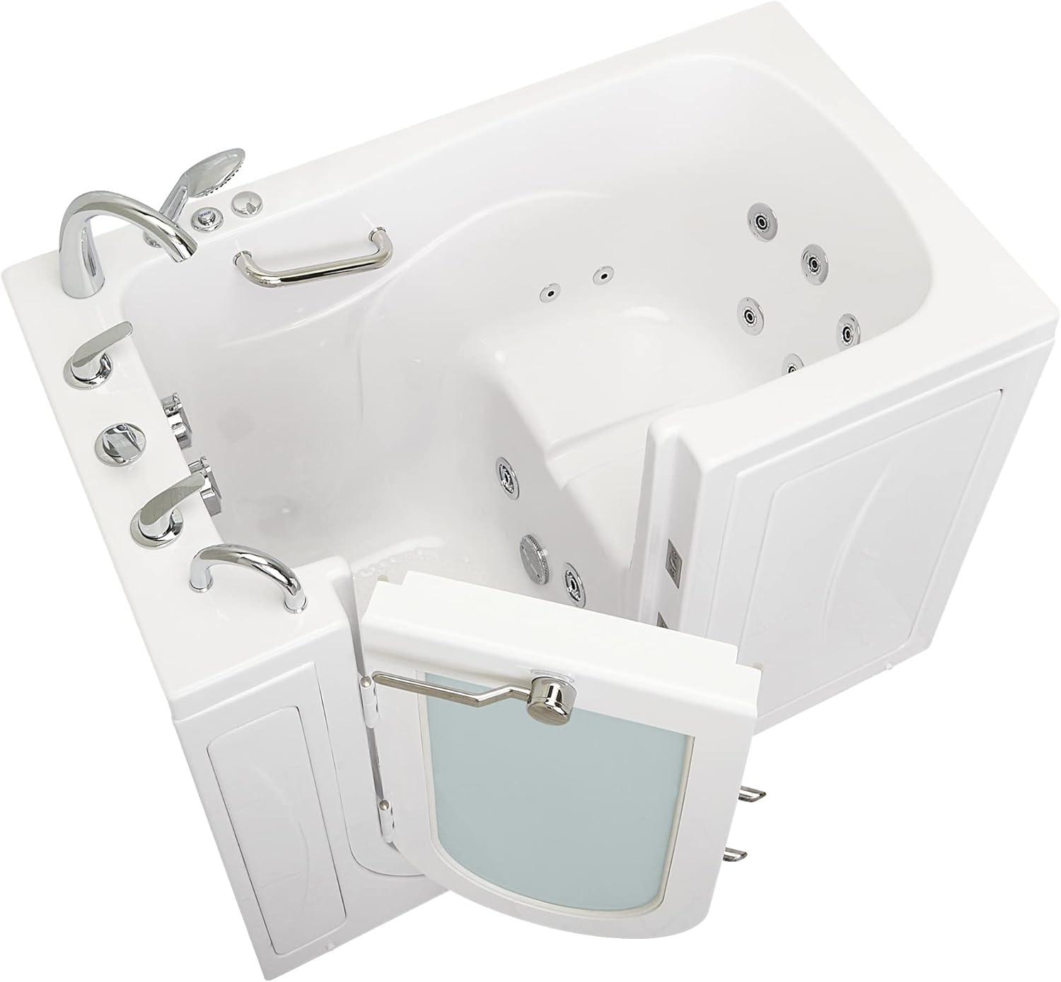 Monaco 32"x52" Acrylic Hydro Massage Walk-In Bathtub, 5 Piece Fast Fill Faucet, 2" Dual Drain