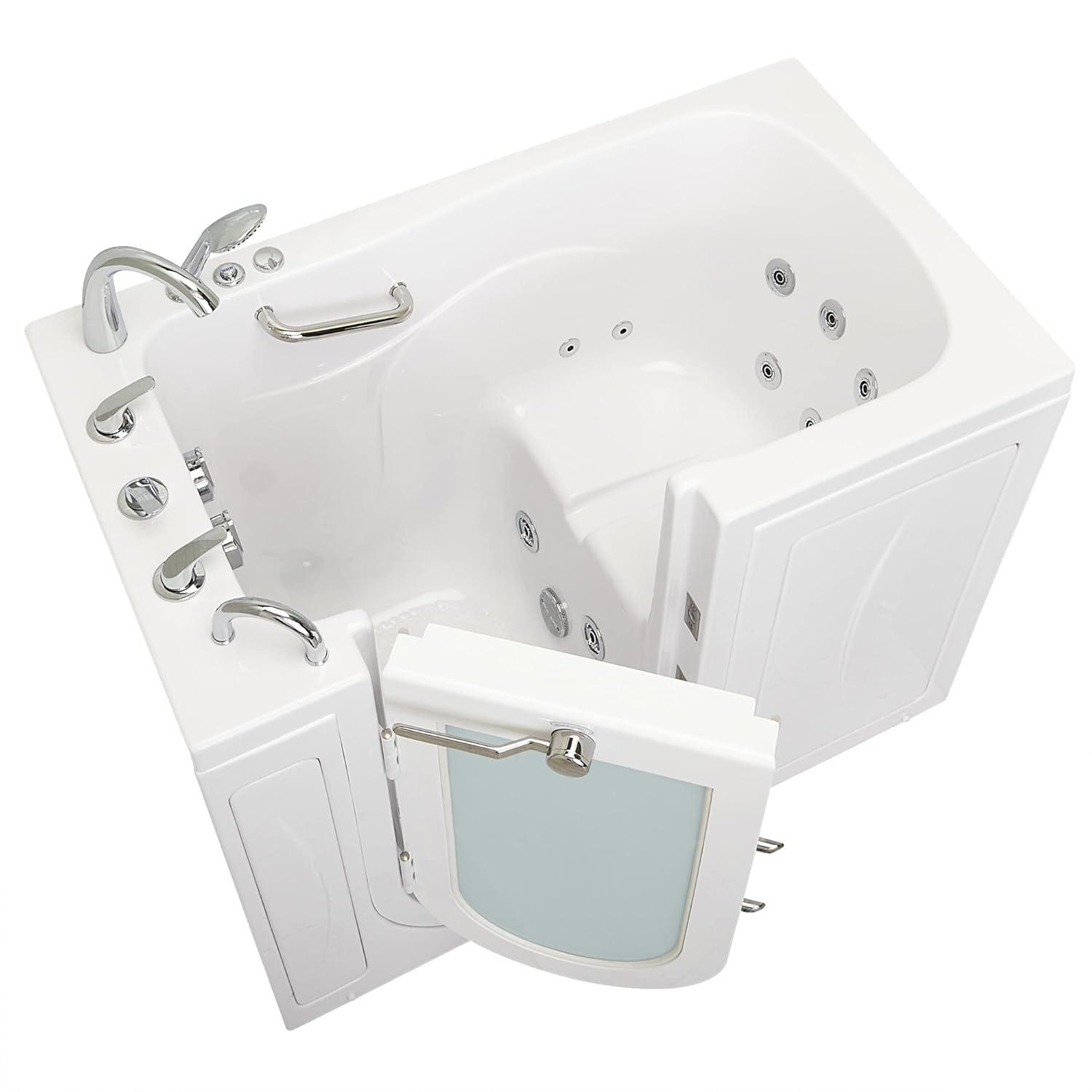 Monaco 32"x52" Acrylic Hydro Massage Walk-In Bathtub, 5 Piece Fast Fill Faucet, 2" Dual Drain