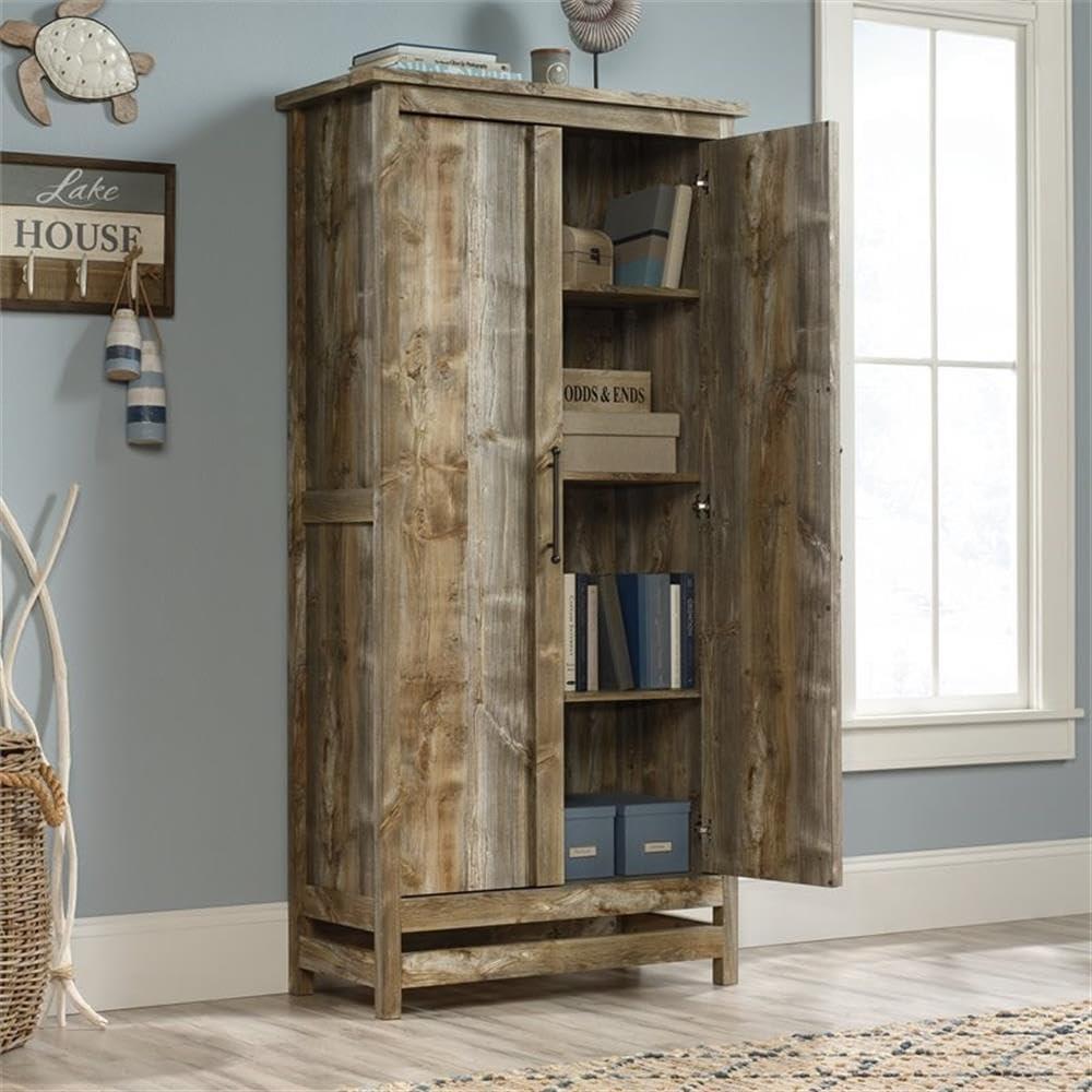 Rustic Cedar Brown Freestanding Storage Cabinet with Adjustable Shelves