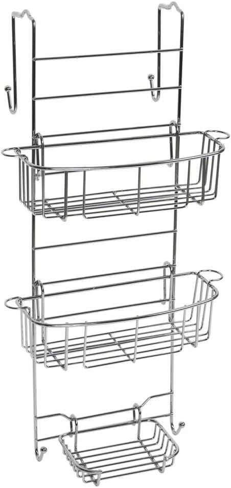 Zenna Home Over the Door Adjustable Rust-Resistant Shower Caddy Stainless Steel: Bathroom Organizer, Metal Hanging Shelf