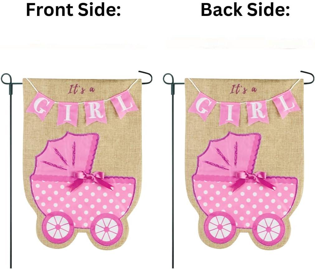 Double Sided 18'' H x 12.5'' W Burlap New Baby Flag Set