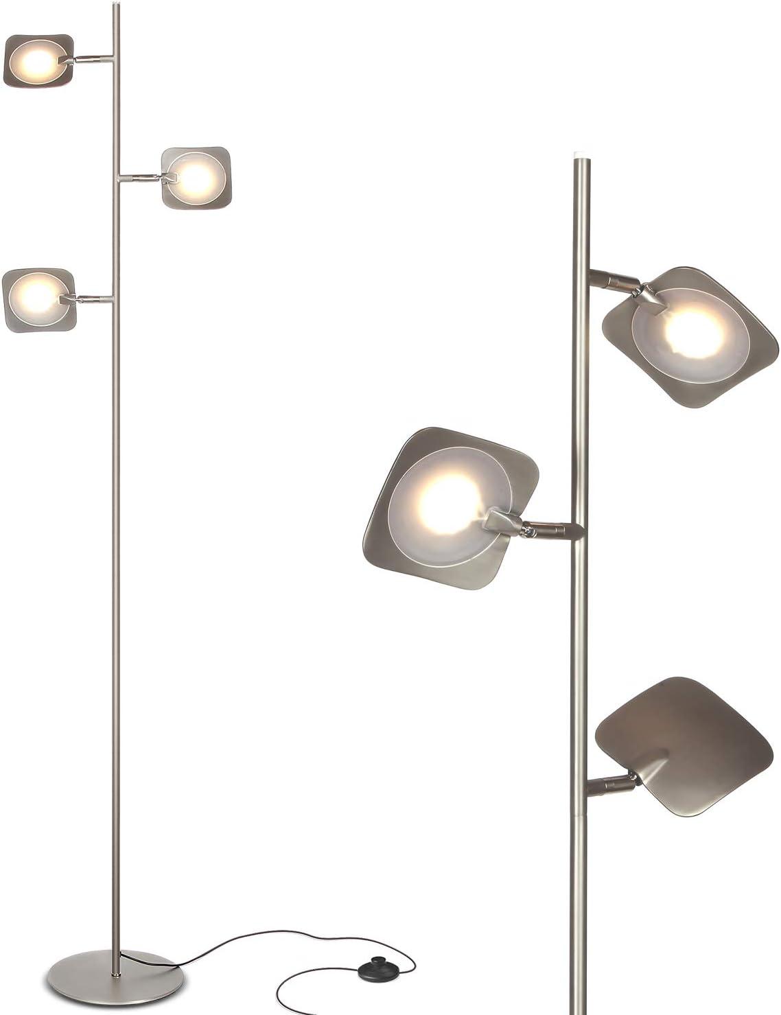 White Adjustable Multi-Head LED Floor Lamp with 3-Way Switch