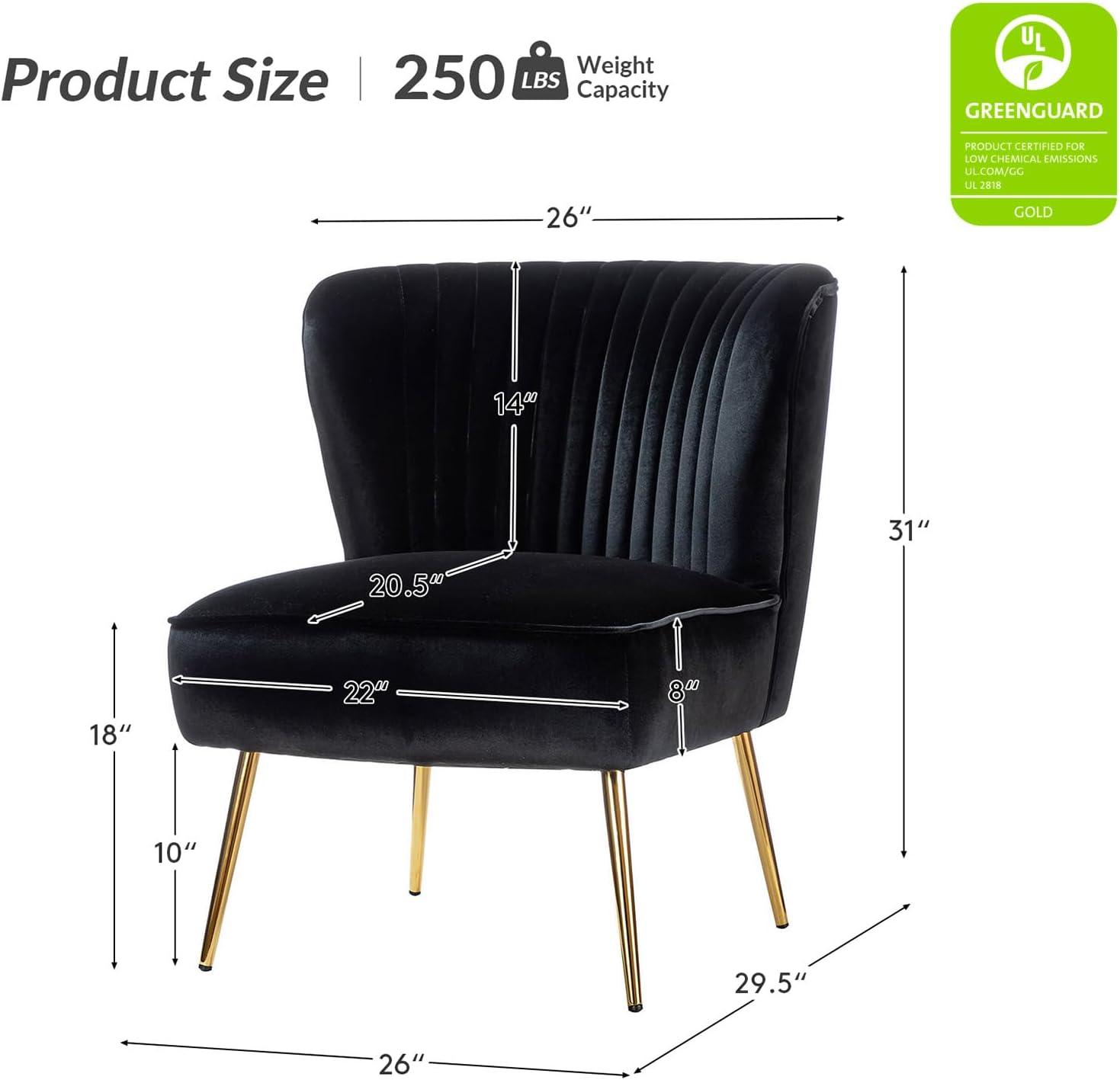 Velvet Upholstered Side Chair Armless Tufted Wingback Metal Legs Dining Living Bedroom Adult Teal