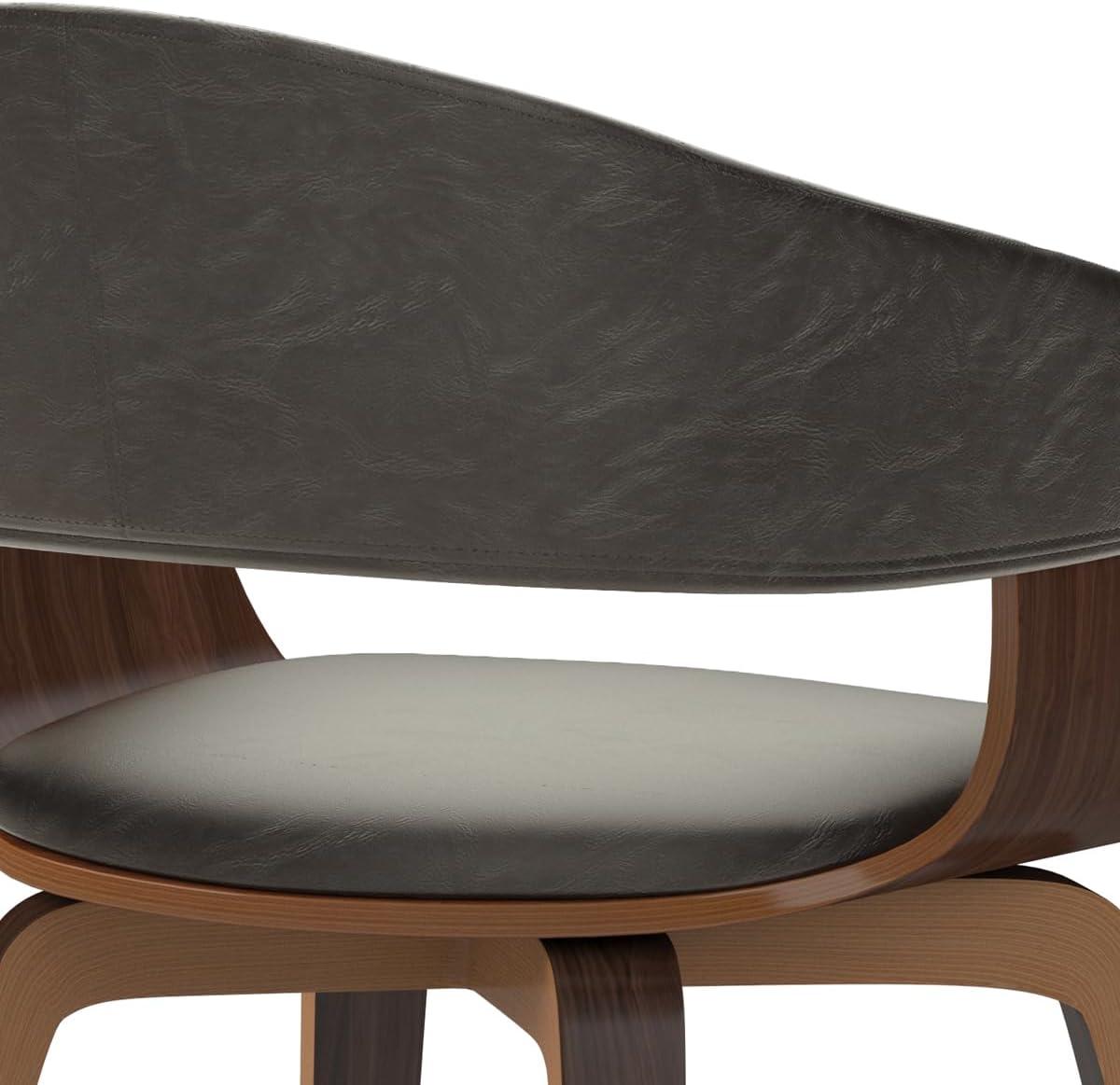Simpli Home Lowell Bentwood Upholstered Dining Chair with Curved Backrest in Mid-Century Modern Style