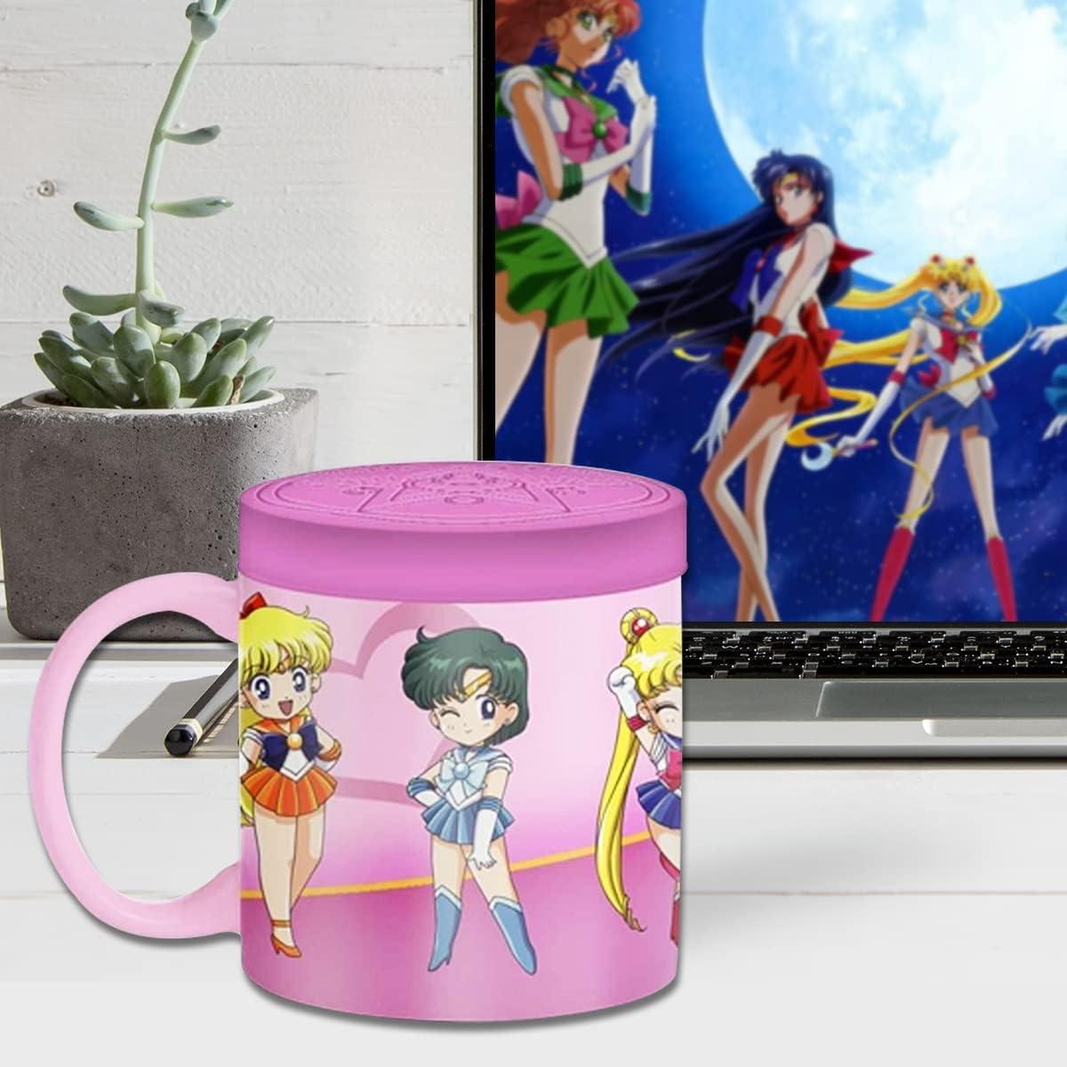 Just Funky Sailor Moon Sailor Scouts 16 Ounce Ceramic Mug with Lid