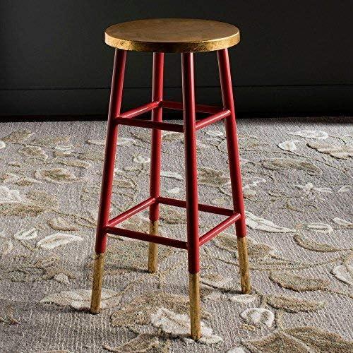 Emery Dipped Gold Leaf Bar Stool - FOX3230 - Red/Gold - Safavieh Couture