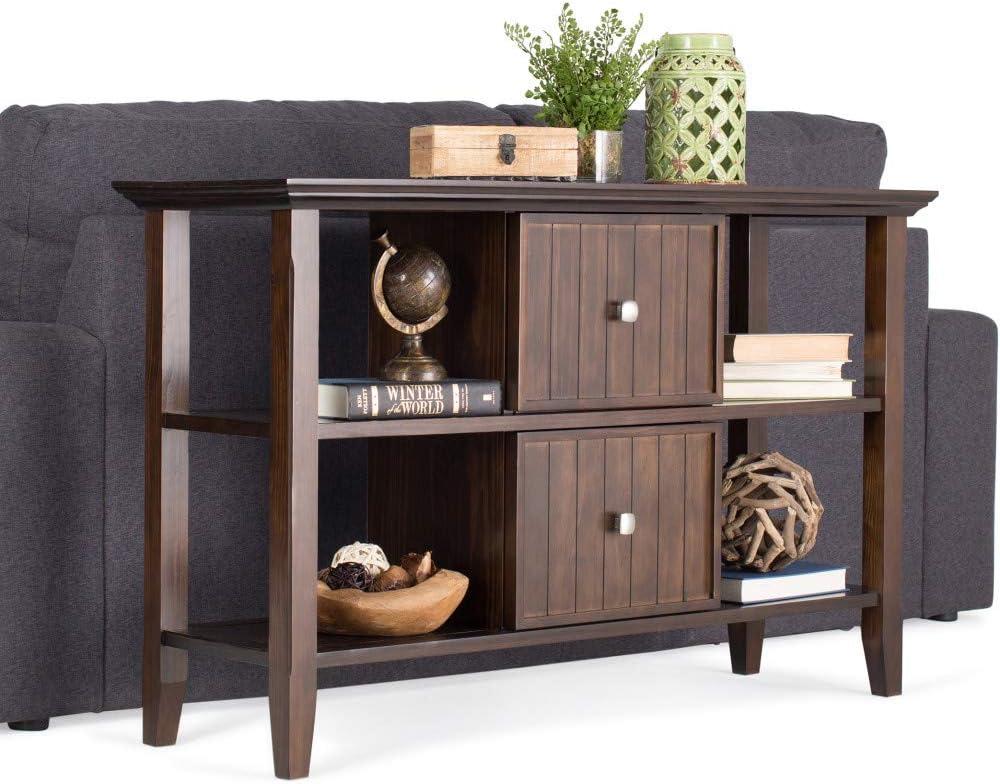 SIMPLIHOME Acadian SOLID WOOD 36 inch Wide Square Transitional Coffee Table in Brunette Brown, for the Living Room and Family Room