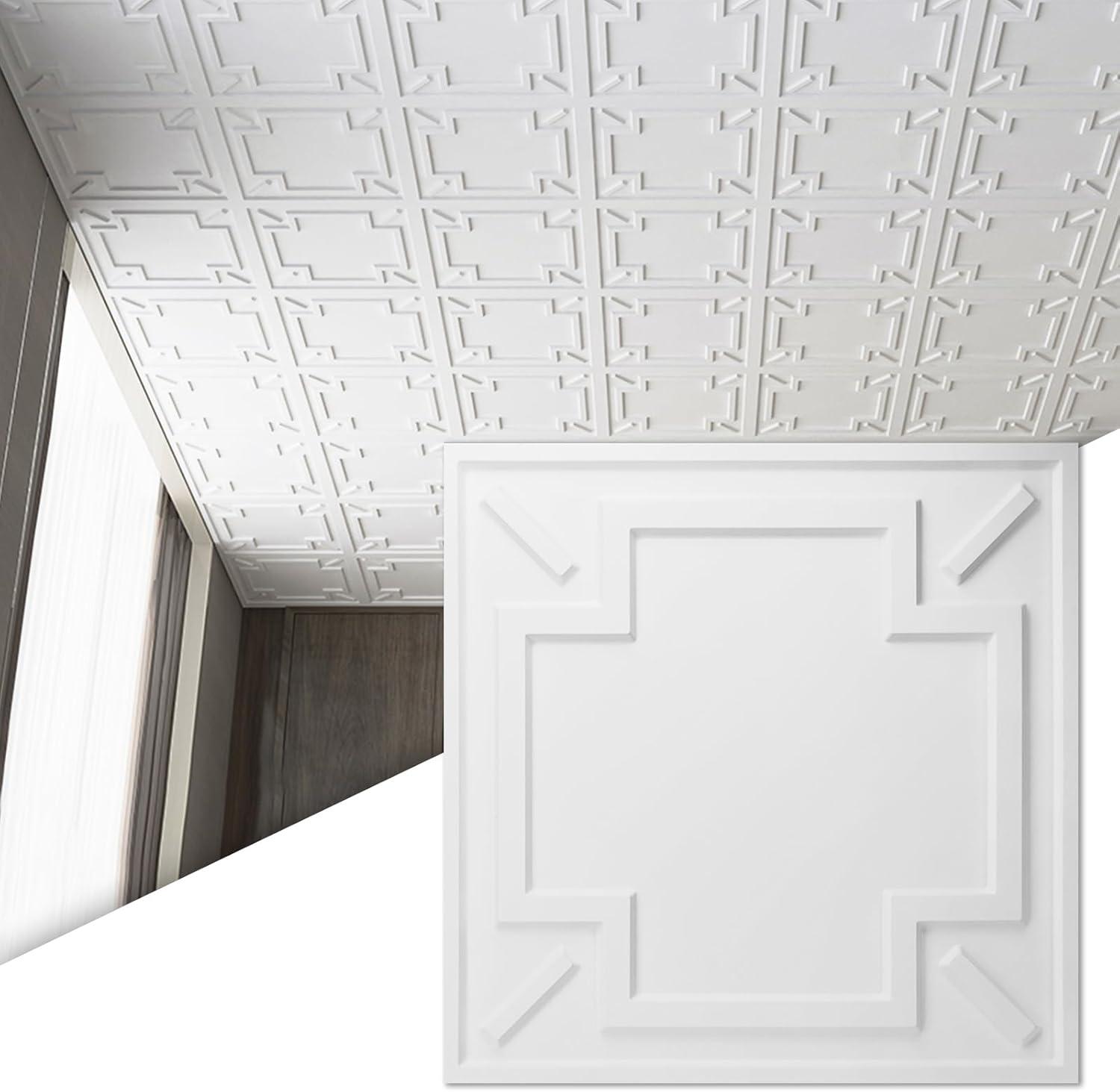 White 2 Ft. x 2 Ft. PVC Ceiling Tile Set