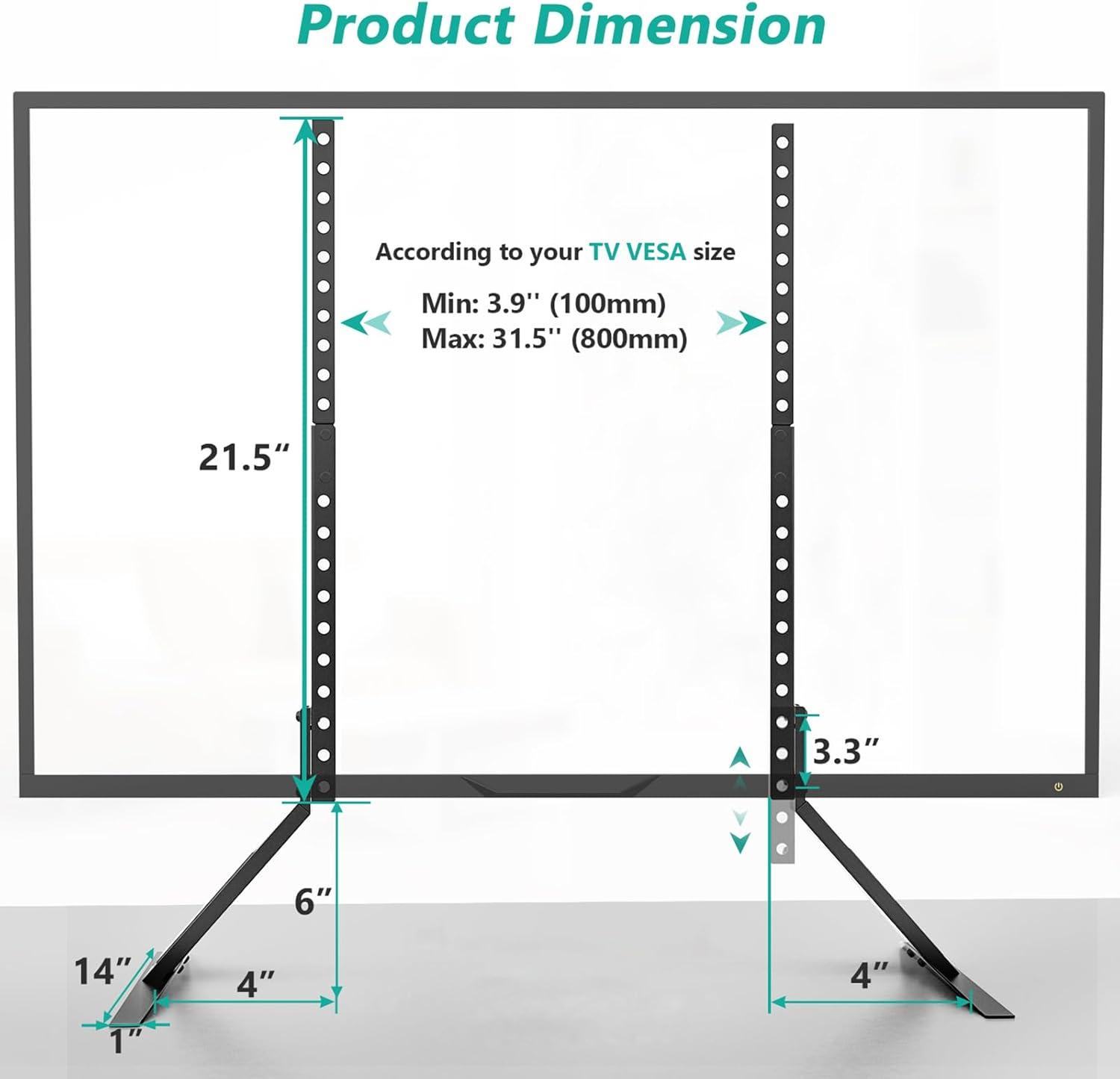 Black Adjustable Universal Tabletop TV Stand for 22-65 Inch Screens