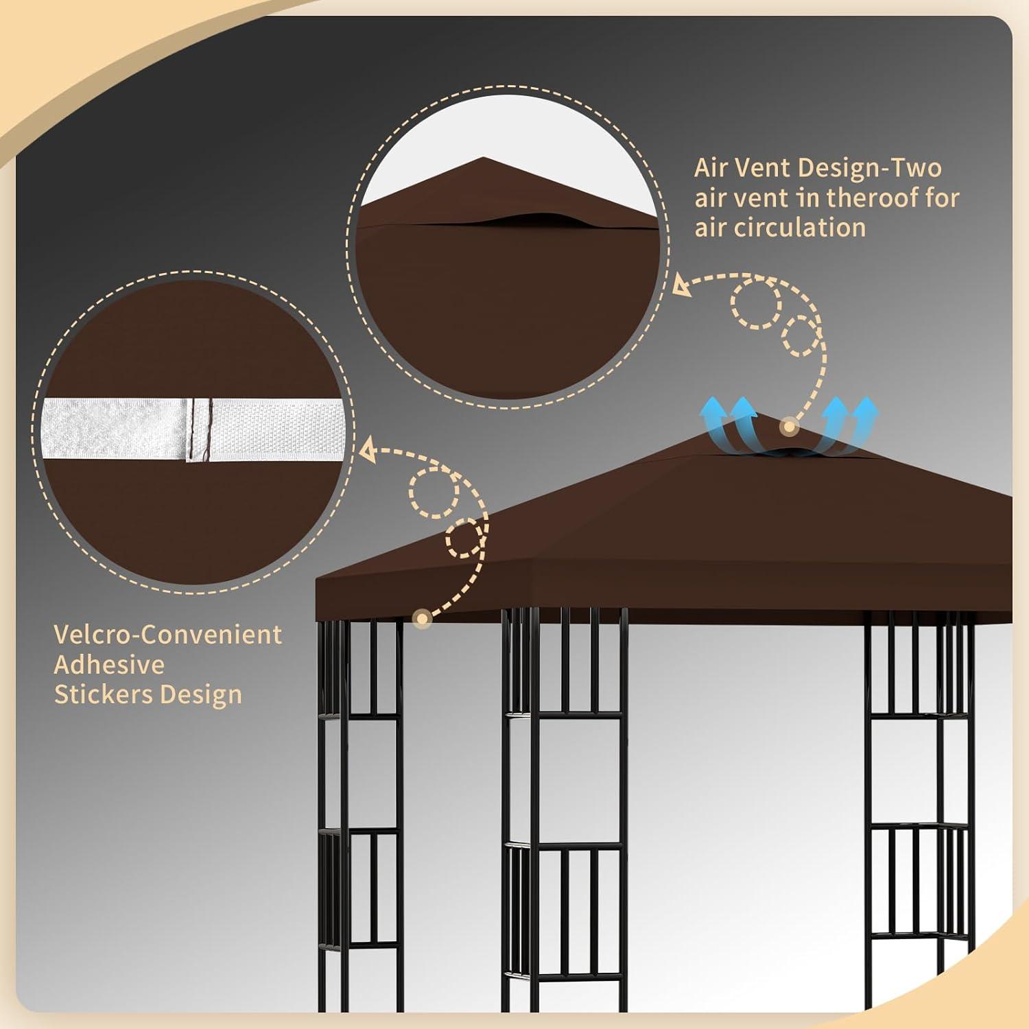 Sunny yard Sunny Yard Polyester Replacement Canopy for Gazebo