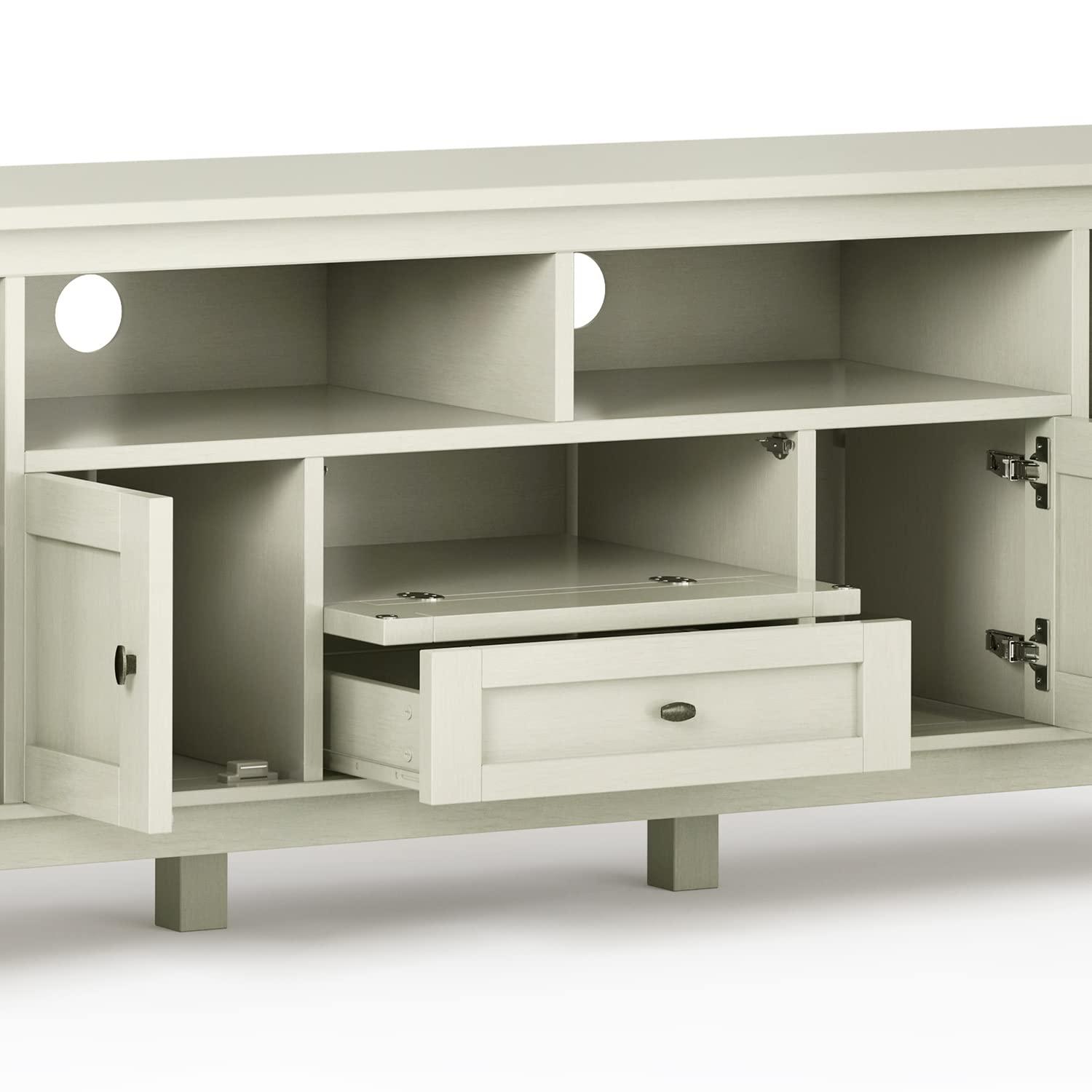 Simpli Home Warm Shaker 72"W Solid Wood TV Stand for TVs up to 80" with 4 Storage Cabinets and 2 Drawers