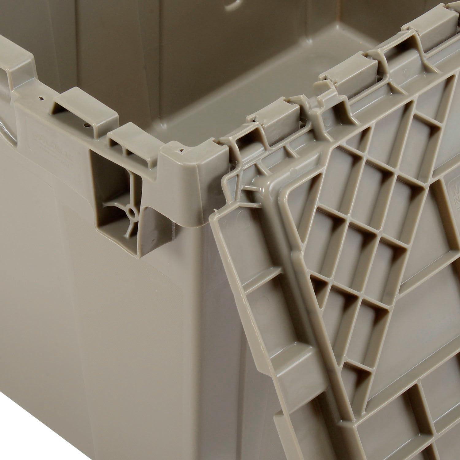 Gray Plastic Hinged Lid Storage Container 21-7/8x15-1/4x12-7/8