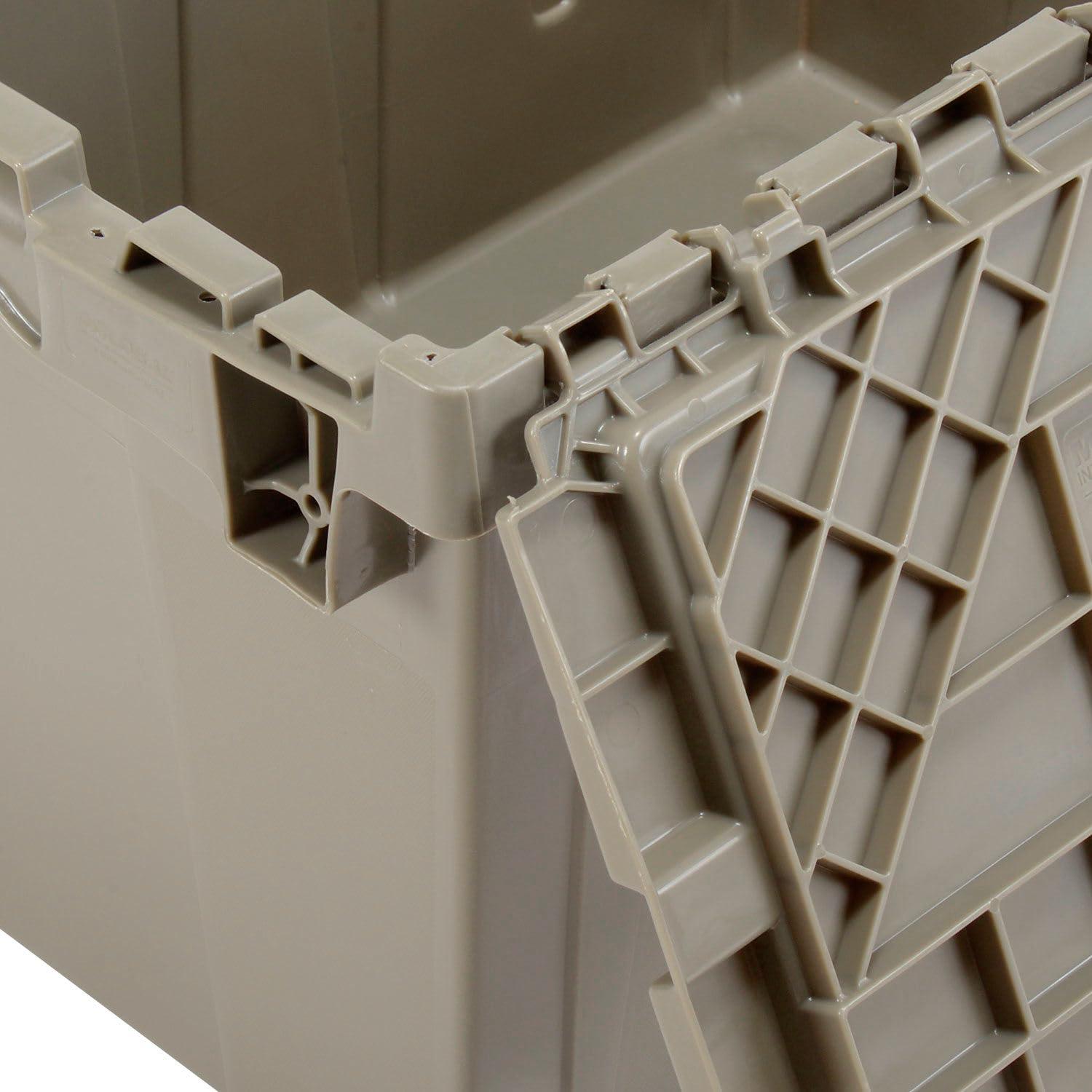 Gray Plastic Hinged Lid Storage Container 21-7/8x15-1/4x12-7/8