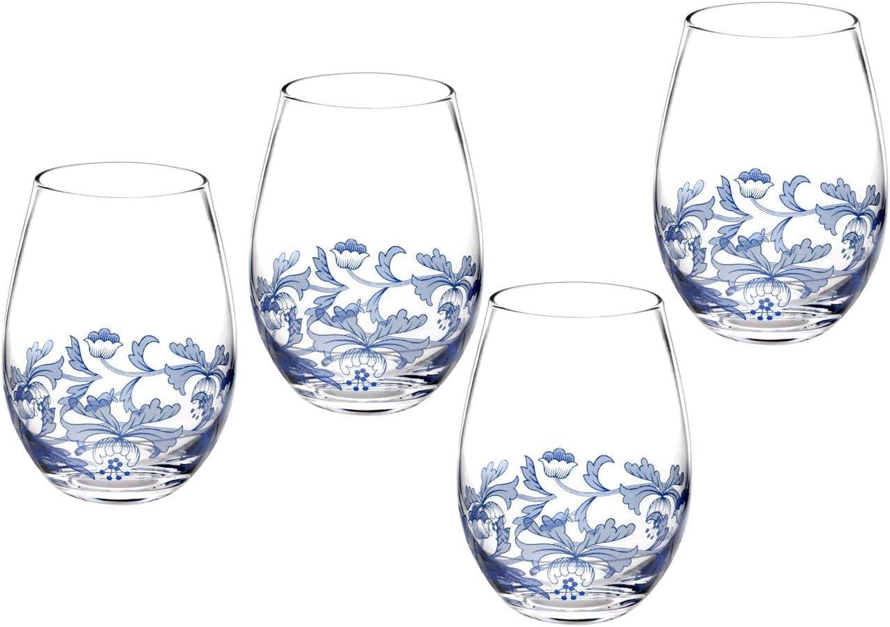 Spode Blue Italian Stemless Glasses 19 Oz