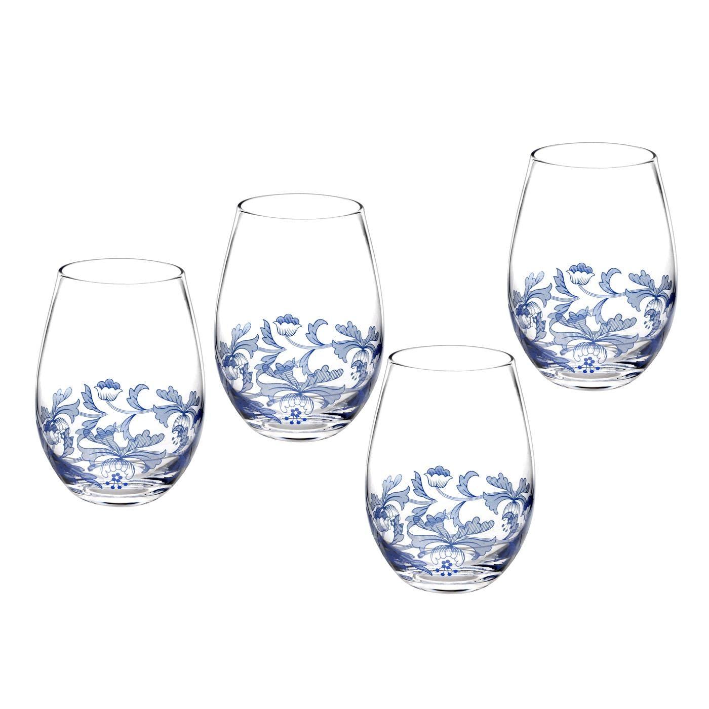 Spode Blue Italian Stemless Glasses 19 Oz