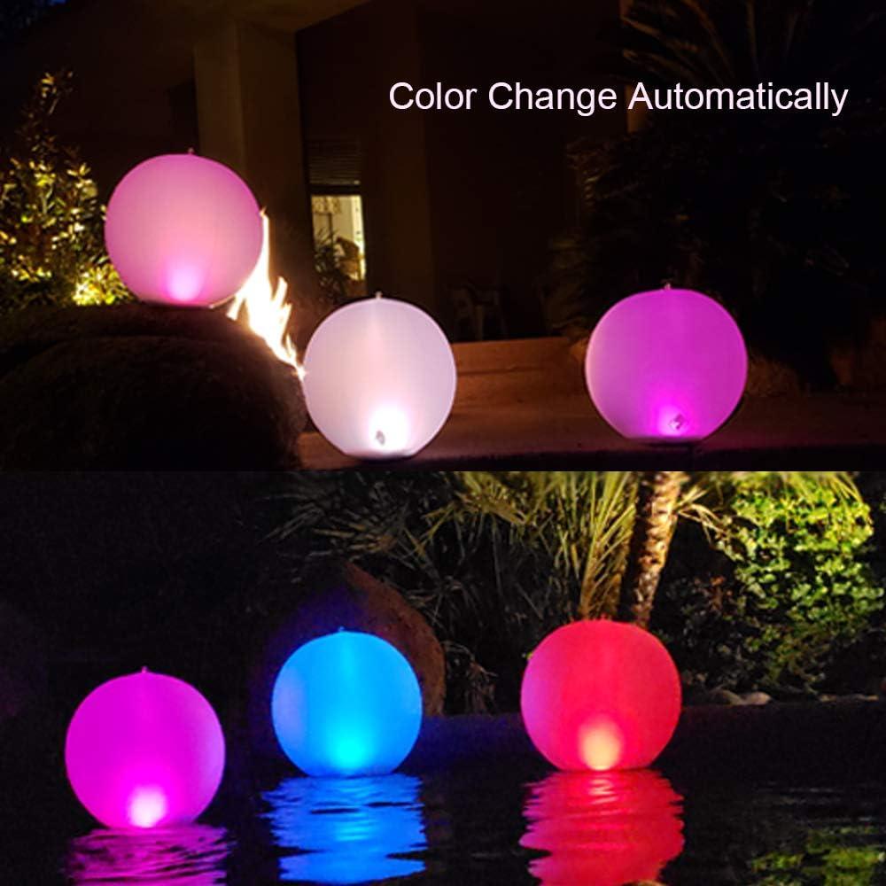 Floating Ball Pool Light Solar Powered 4 PCS, 14 Inch Inflatable Hangable IP68 Waterproof Rechargeable Color Changing Led Glow Globe Pool