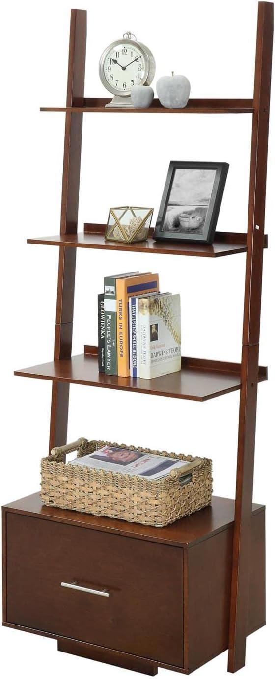 Convenience Concepts American Heritage Ladder Bookcase with File Drawer