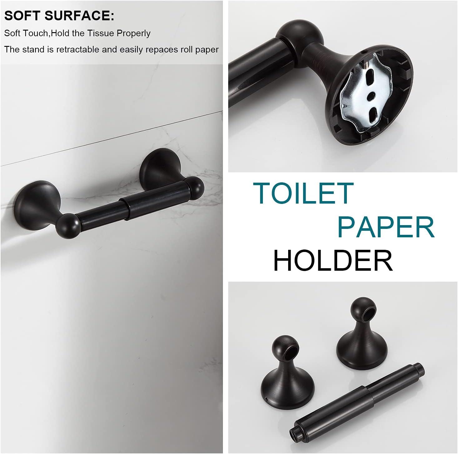 Oil-Rubbed Bronze 8-Piece Bathroom Hardware Set with Adjustable Towel Bars