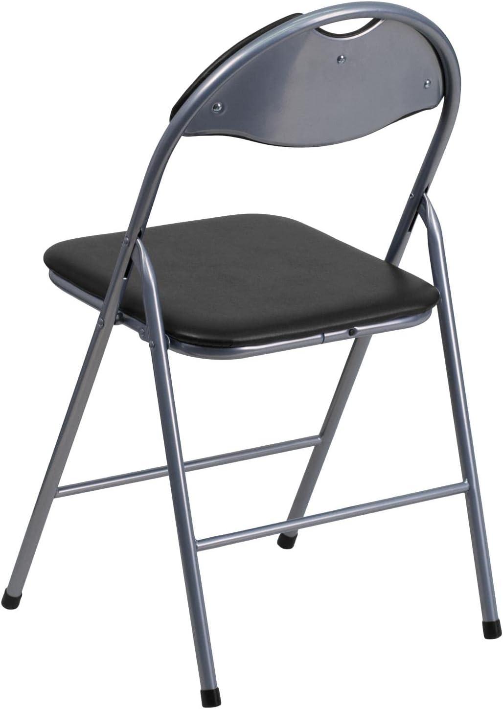 Flash Furniture 4 Pack HERCULES Series Black Vinyl Metal Folding Chair with Carrying Handle