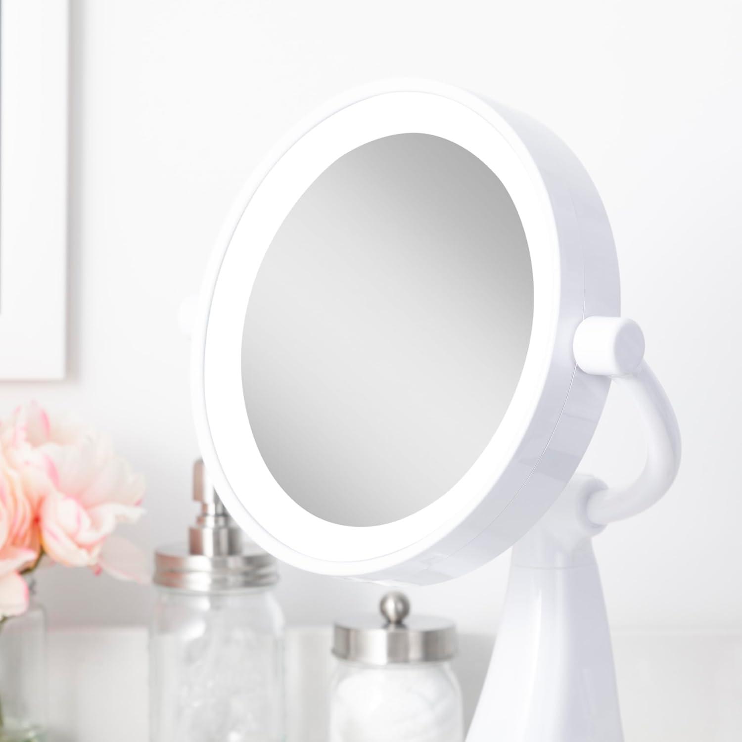 Zadro Max Bright Lighted Makeup Mirror w/ Magnification & Storage Tray